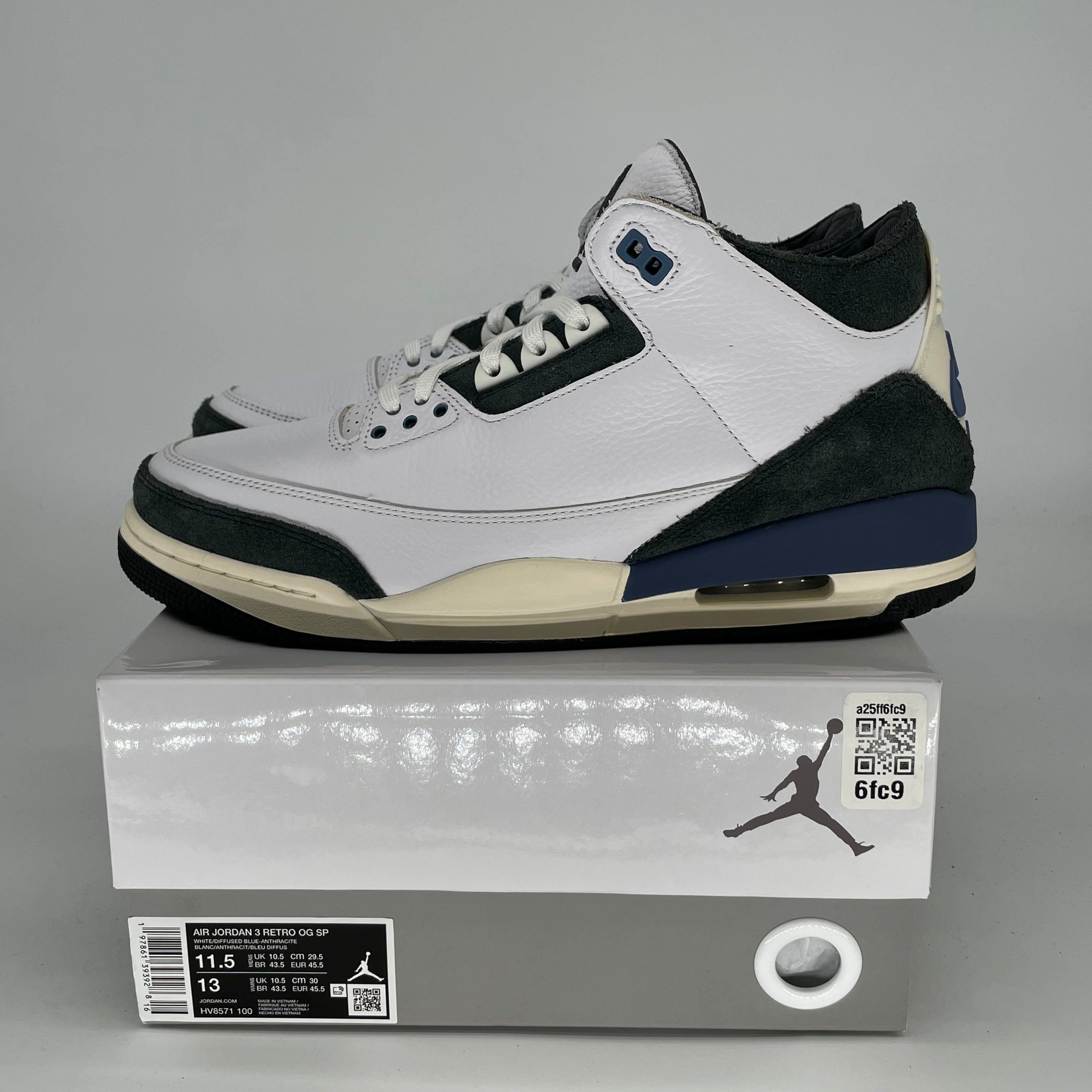 AIR JORDAN 3 A MA MANIERE DIFFUSED BLUE SIZE 11.5/13W HV8571-100