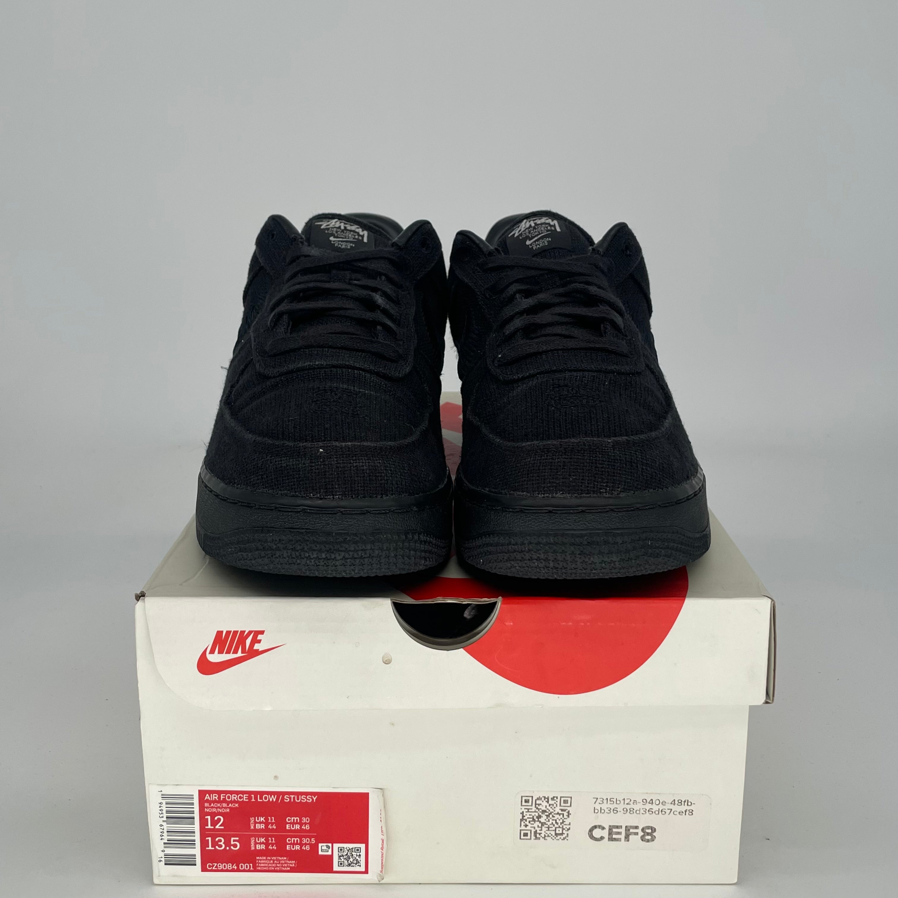 STUSSY X NIKE AIR FORCE 1 LOW BLACK CZ9084-001 SIZE 12/13.5W