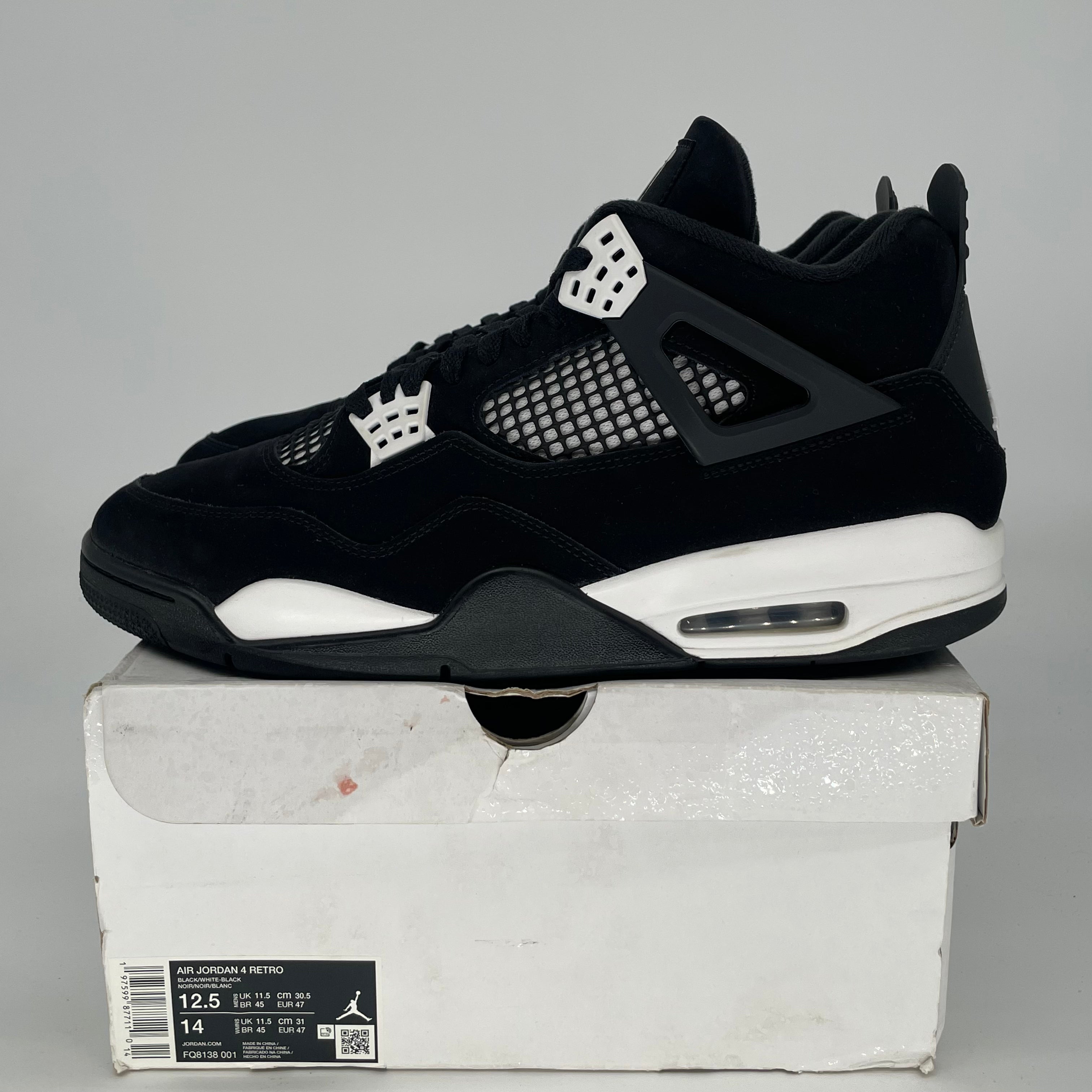 AIR JORDAN 4 WHITE THUNDER FQ8138-001 SIZE 12.5/14W