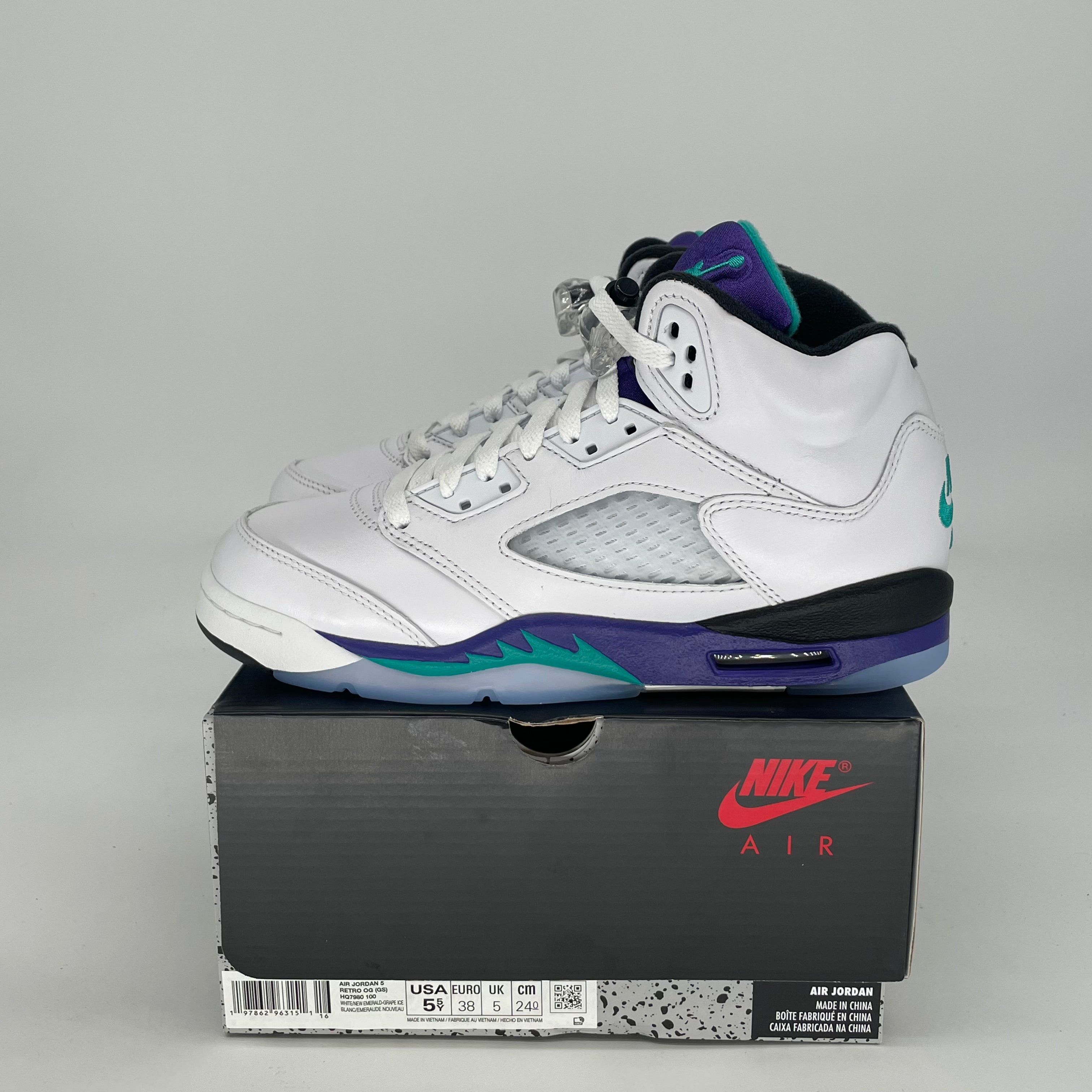 AIR JORDAN 5 GRAPE HQ7980-100 SIZE 5.5/7W