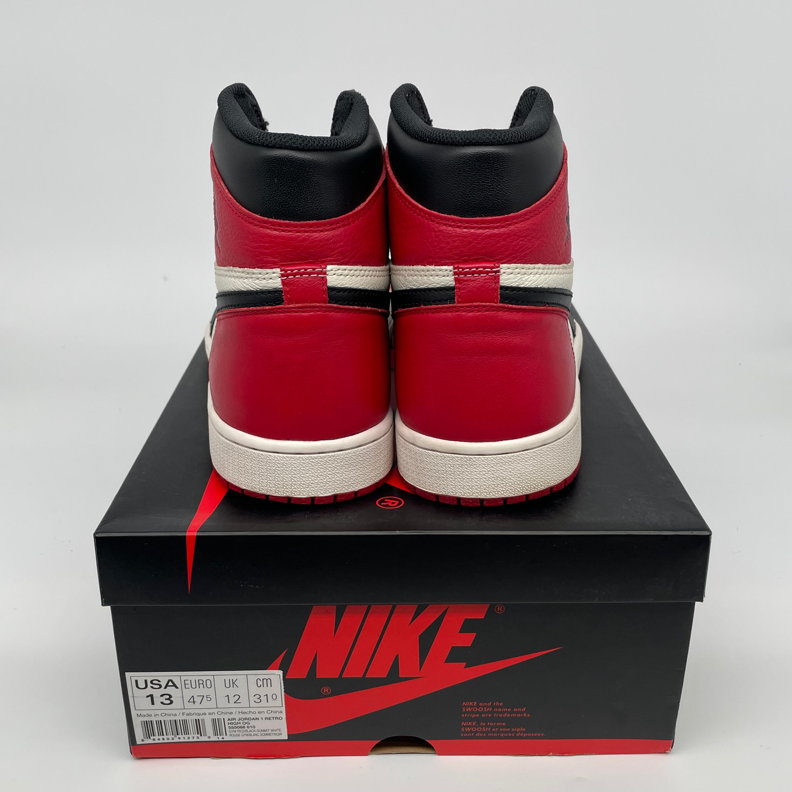 AIR JORDAN 1 BRED TOE SIZE 13 555088-610