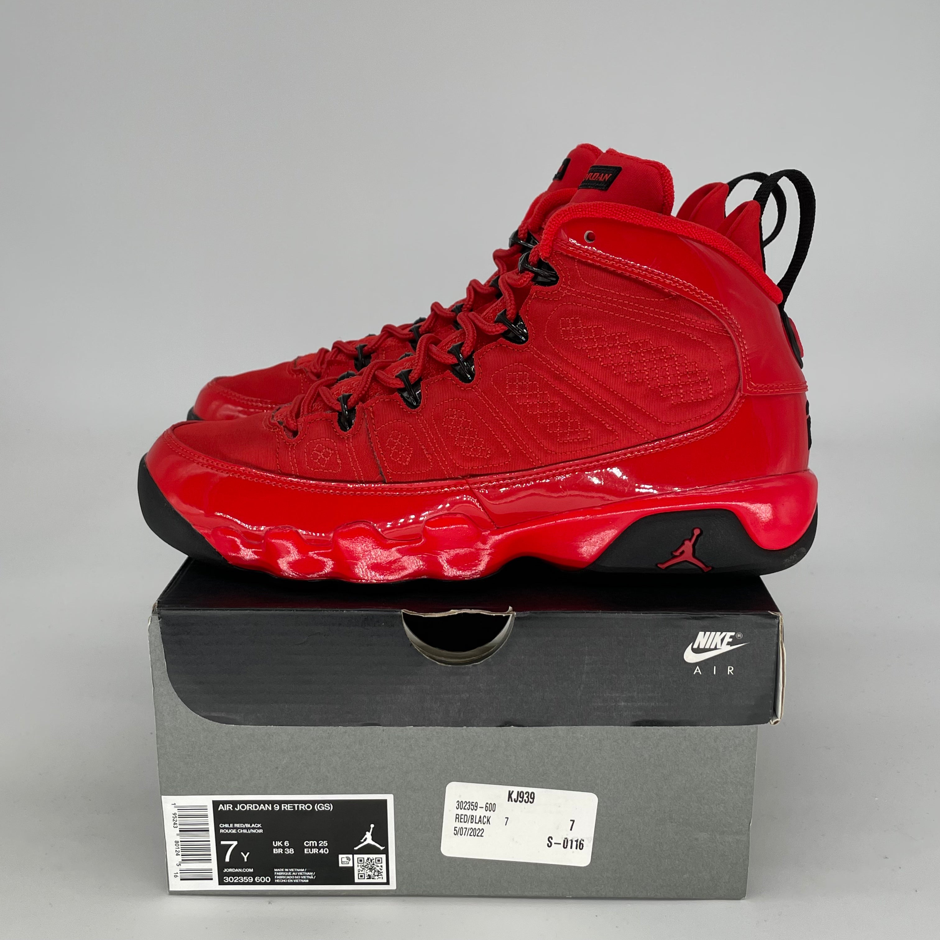 AIR JORDAN 9 CHILE RED SIZE 7/8.5W 302359-600