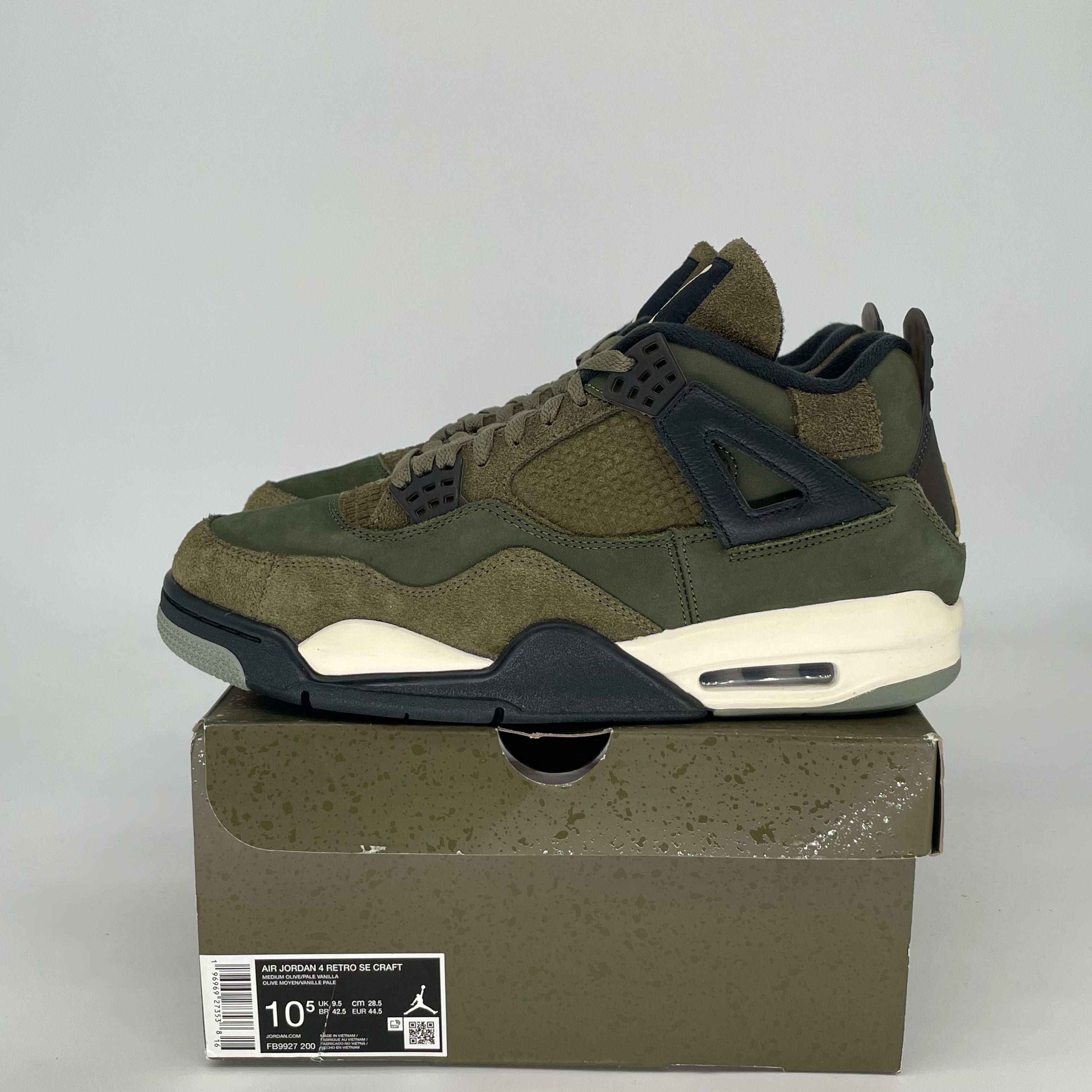 AIR JORDAN 4 CRAFT MEDIUM OLIVE FB9927-200 SIZE 10.5/12W