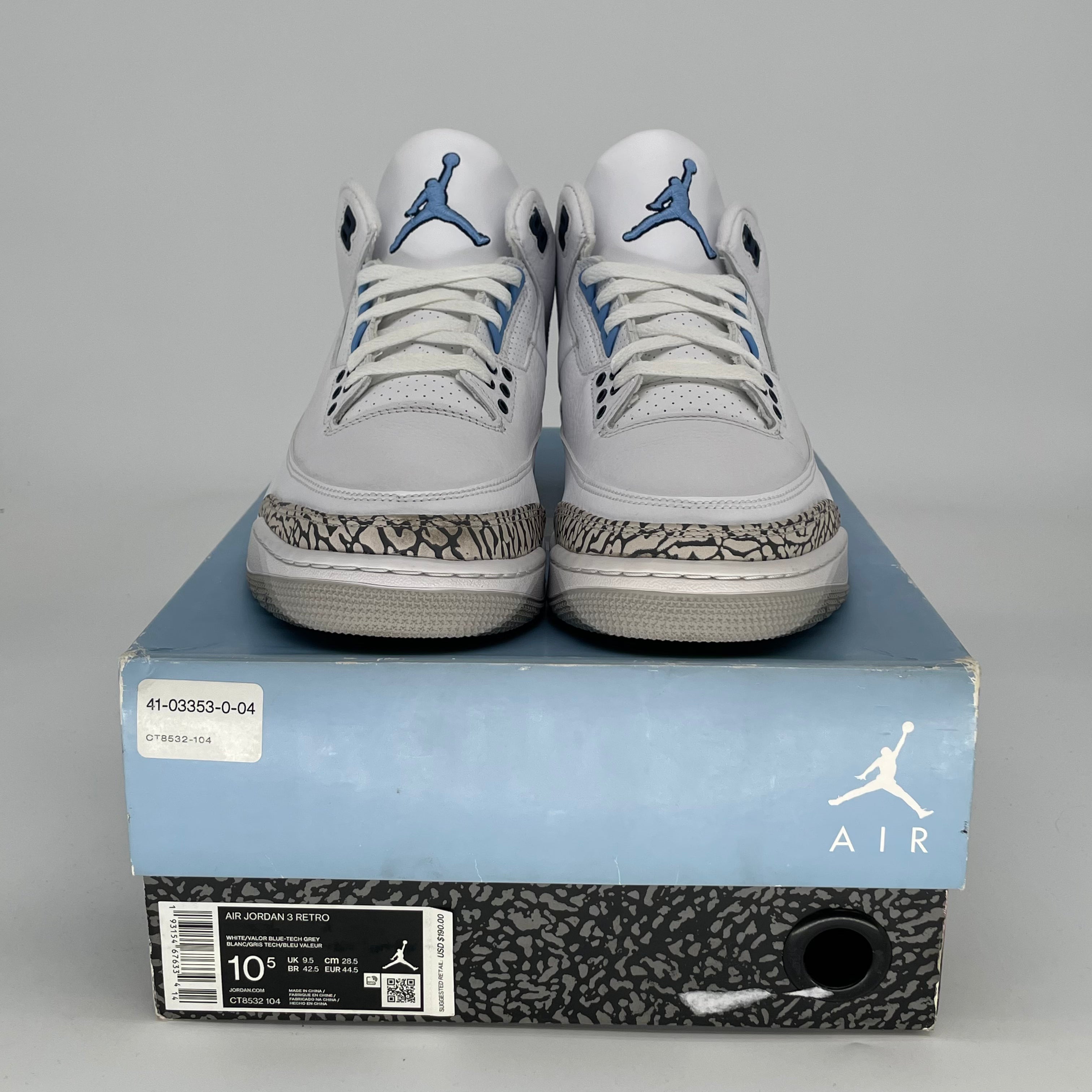 AIR JORDAN 3 UNC SIZE 10.5/12W CT8532-104