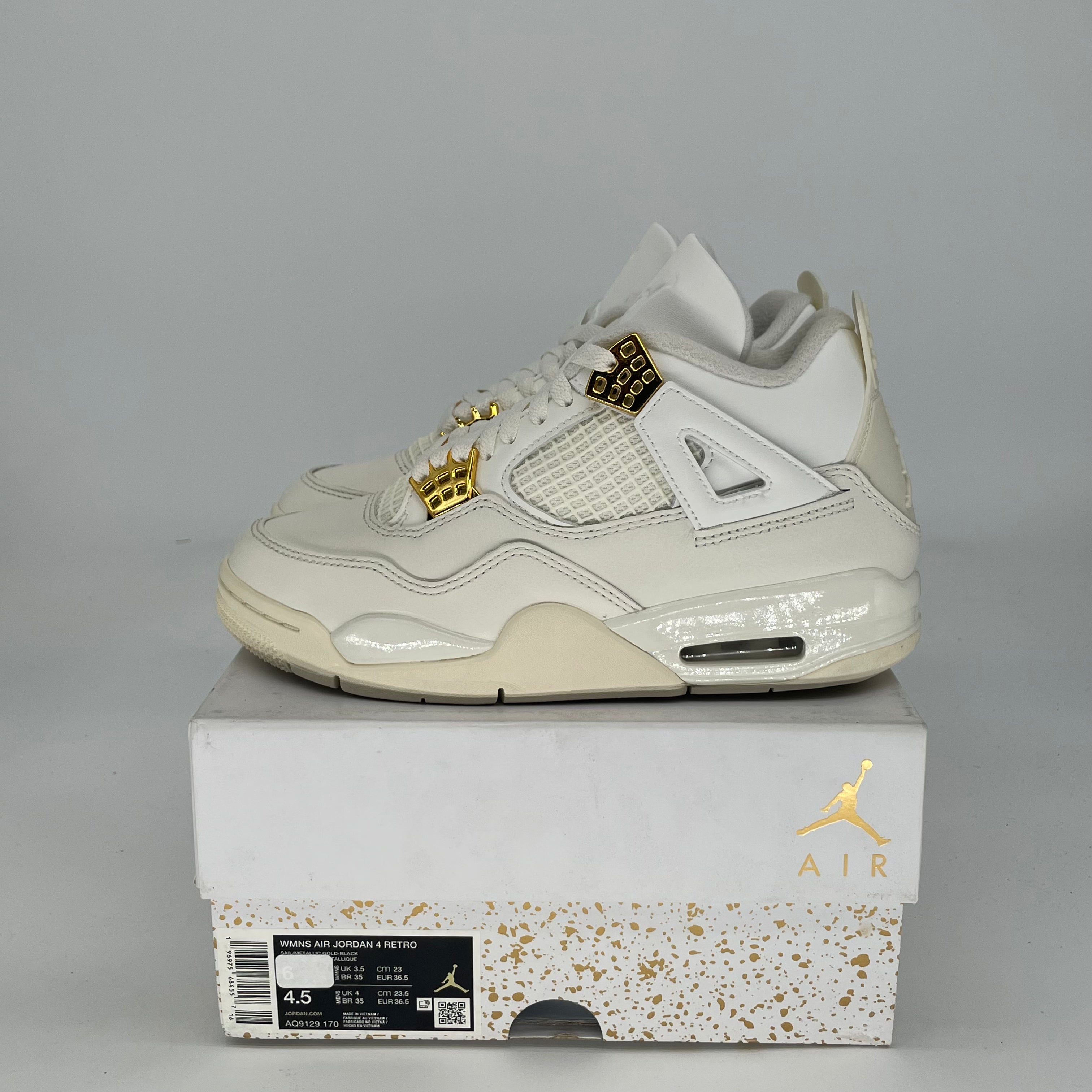 AIR JORDAN 4 METALLIC GOLD W AQ9129-170 SIZE 4.5/6W