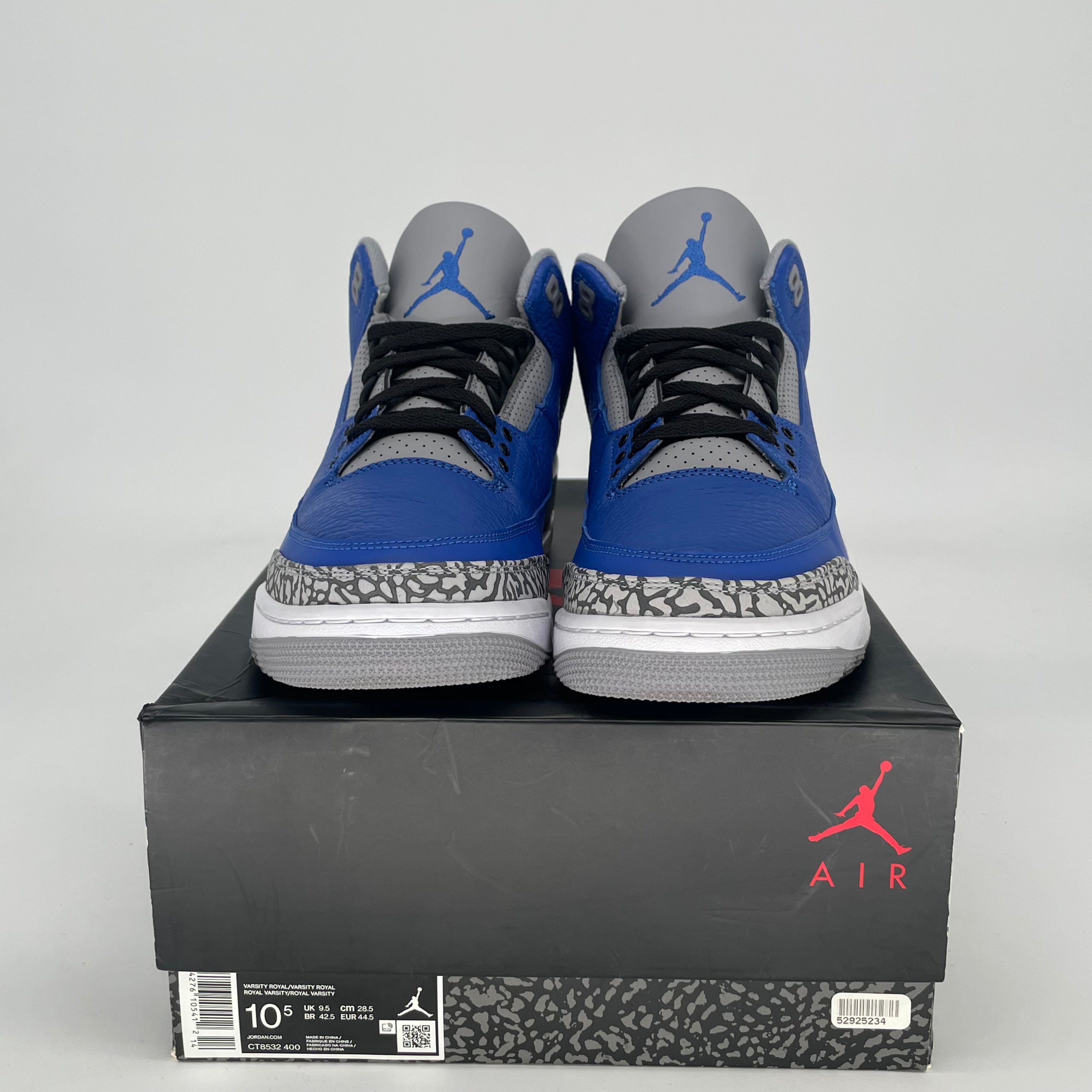 AIR JORDAN 3 VARSITY ROYAL CEMENT CT8532-400 SIZE 10.5/12W