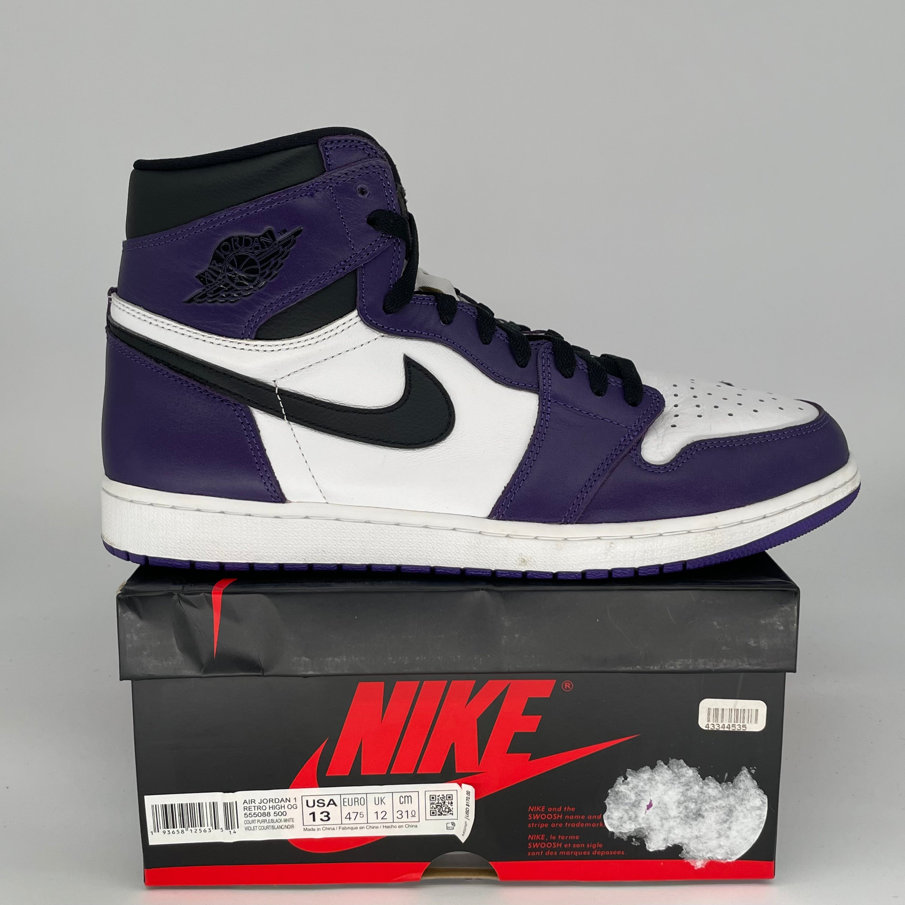 AIR JORDAN 1 COURT PURPLE 2.0 SIZE 13 555088-500