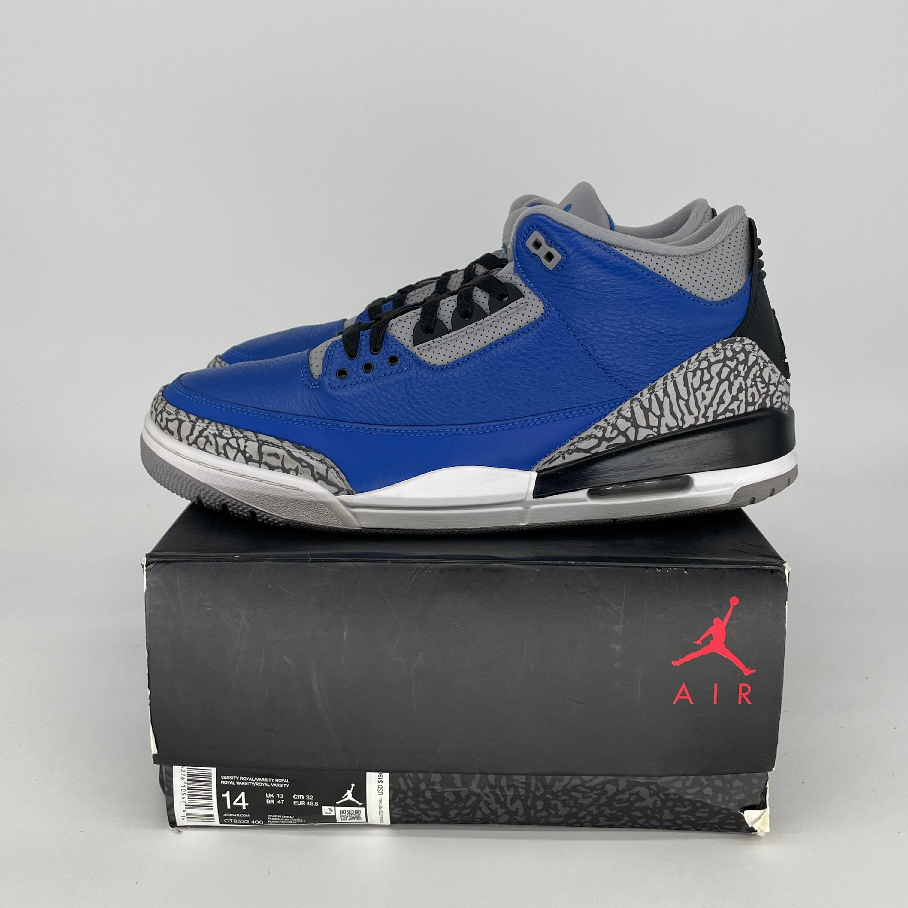AIR JORDAN 3 VARSITY ROYAL CEMENT SIZE 14 CT8532-400