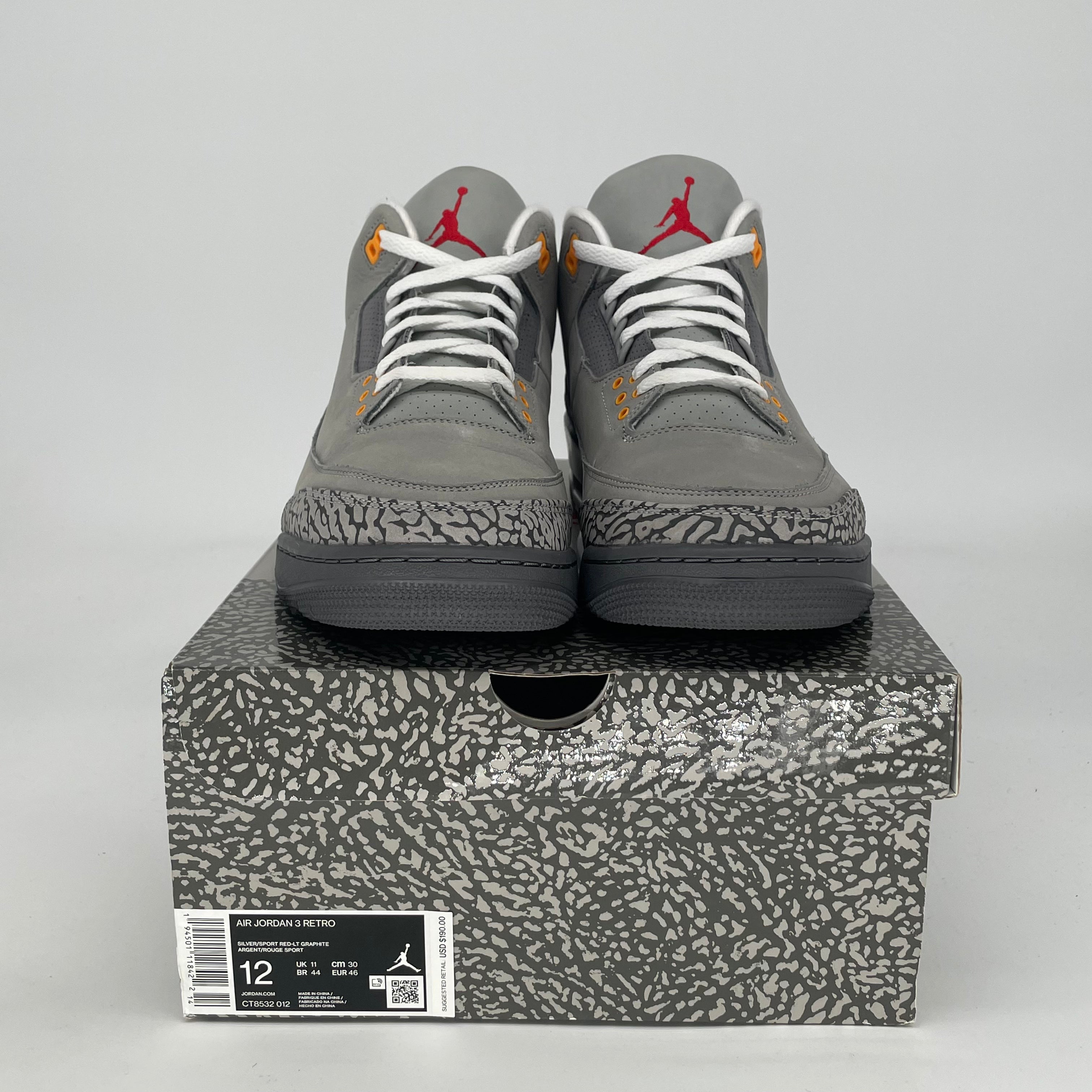 AIR JORDAN 3 COOL GREY CT8532-012 SIZE 12/13.5W