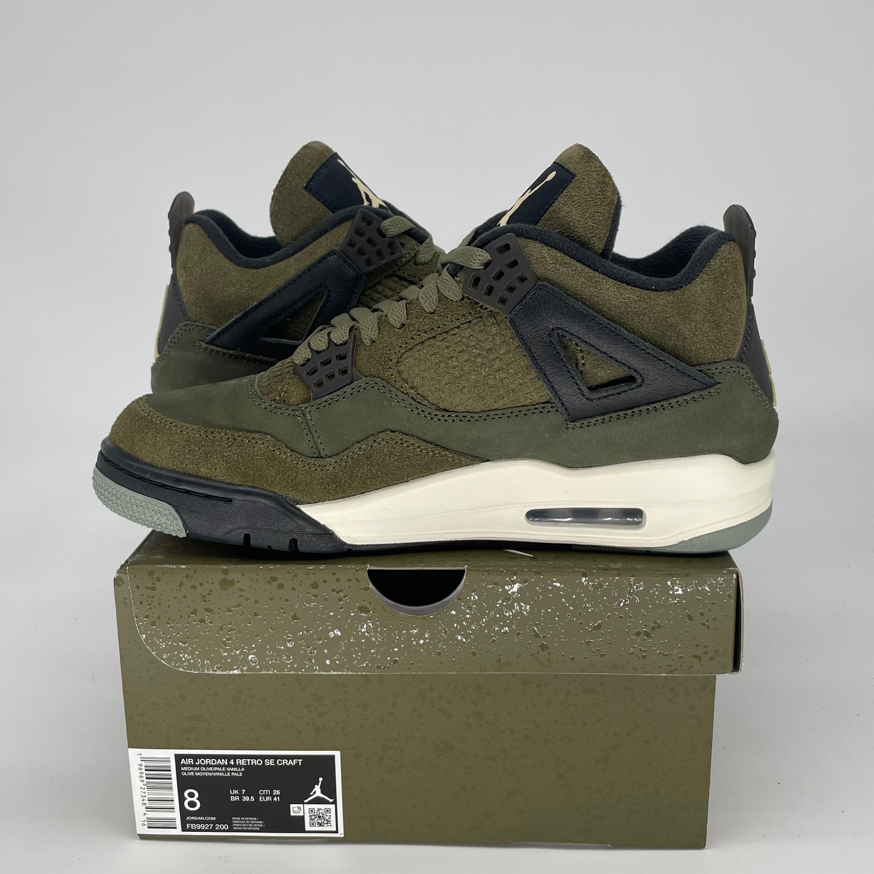 AIR JORDAN 4 CRAFT MEDIUM OLIVE FB9927-200 SIZE 8/9.5W