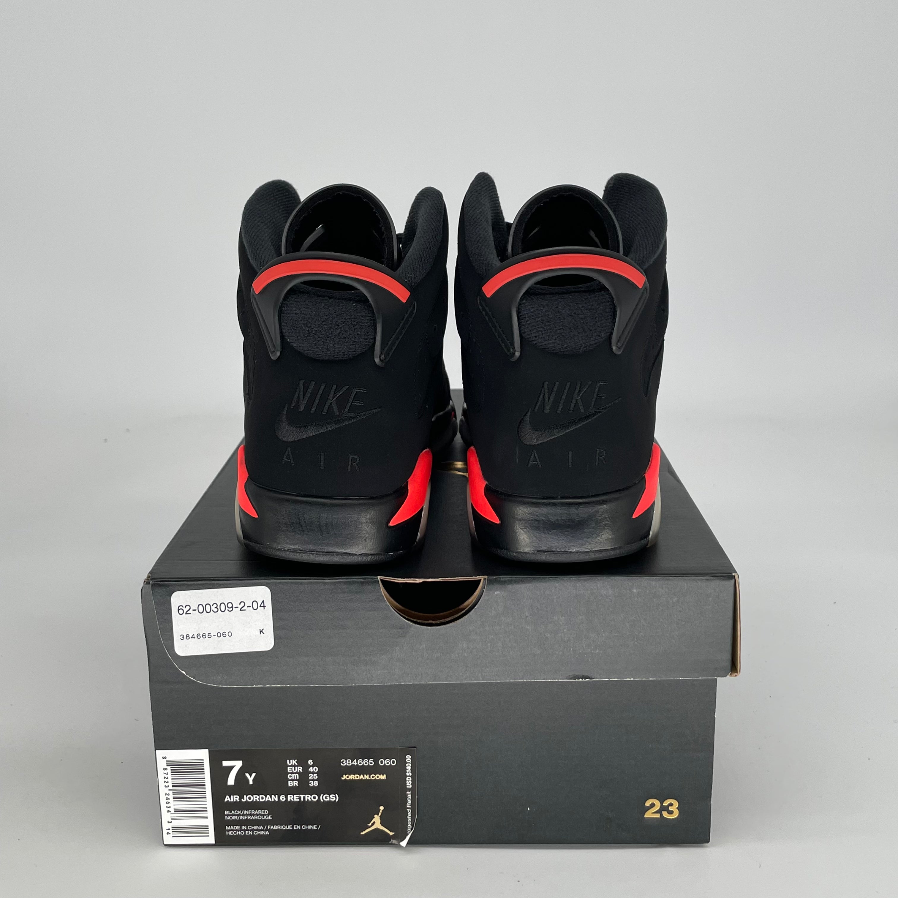 AIR JORDAN 6 BLACK INFRARED SIZE 7/8.5W 384665-060