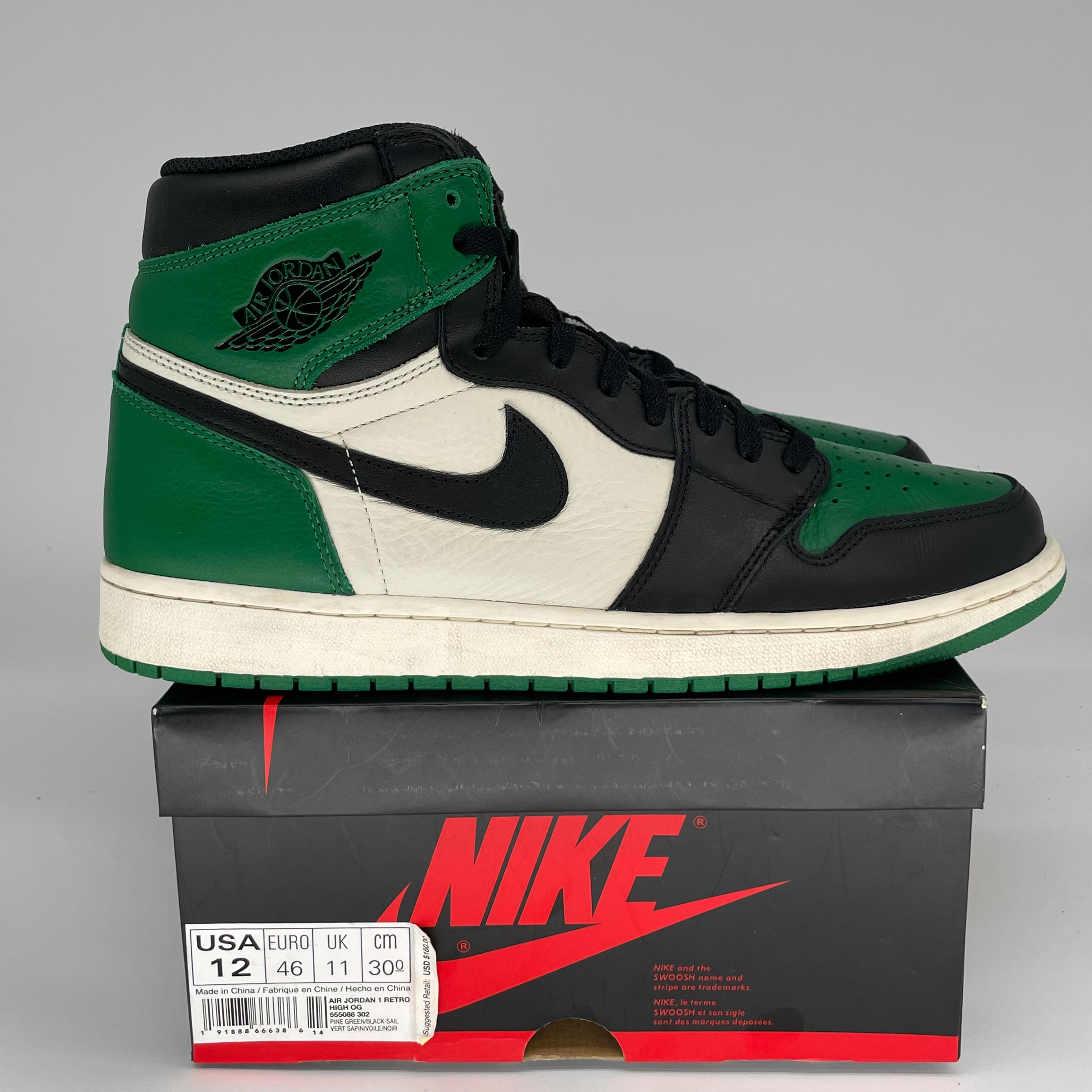 AIR JORDAN 1 PINE GREEN SIZE 12 555088-302