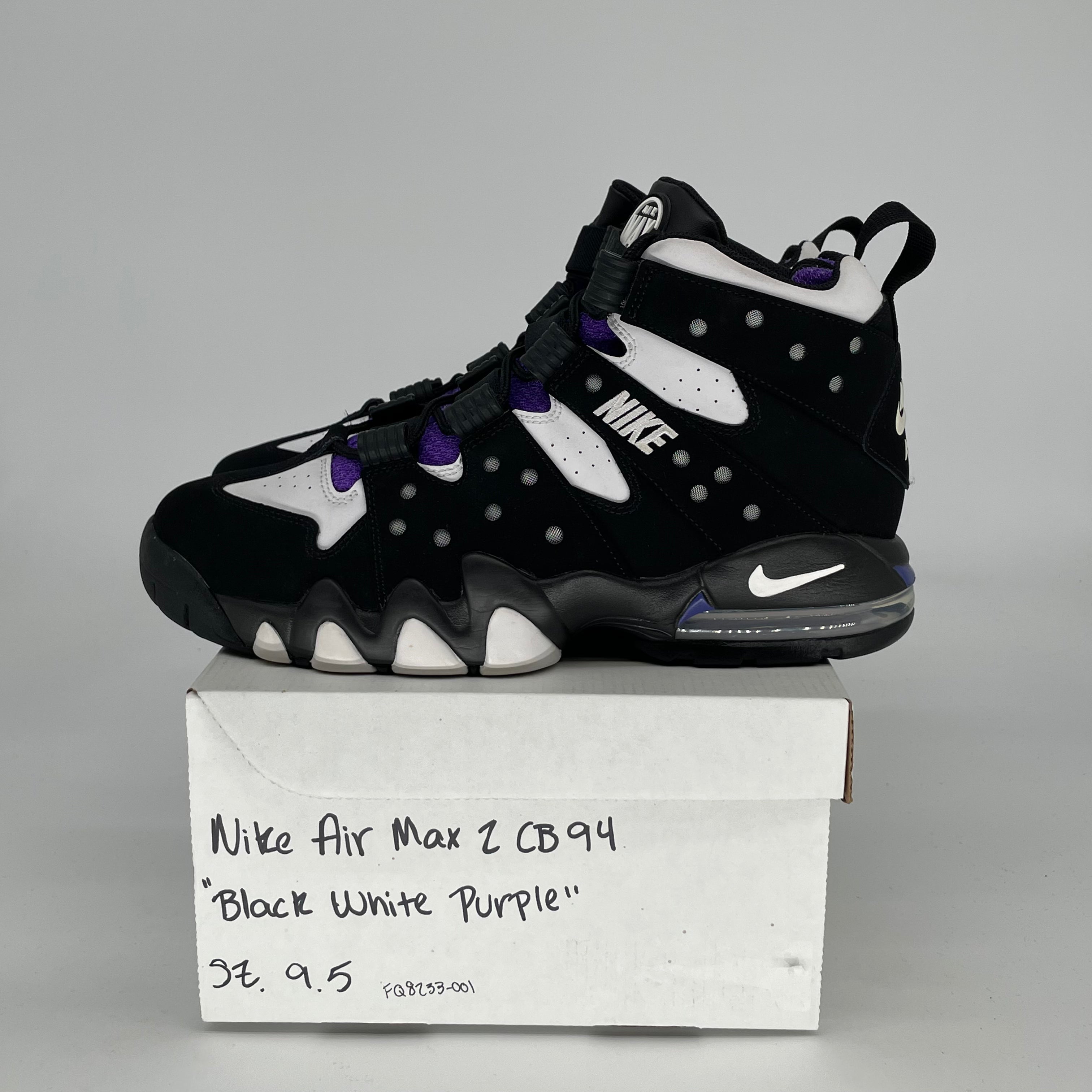 NIKE AIR MAX 2 CB 94 BLACK WHITE PURPLE SIZE 9.5/11W FQ8233-001