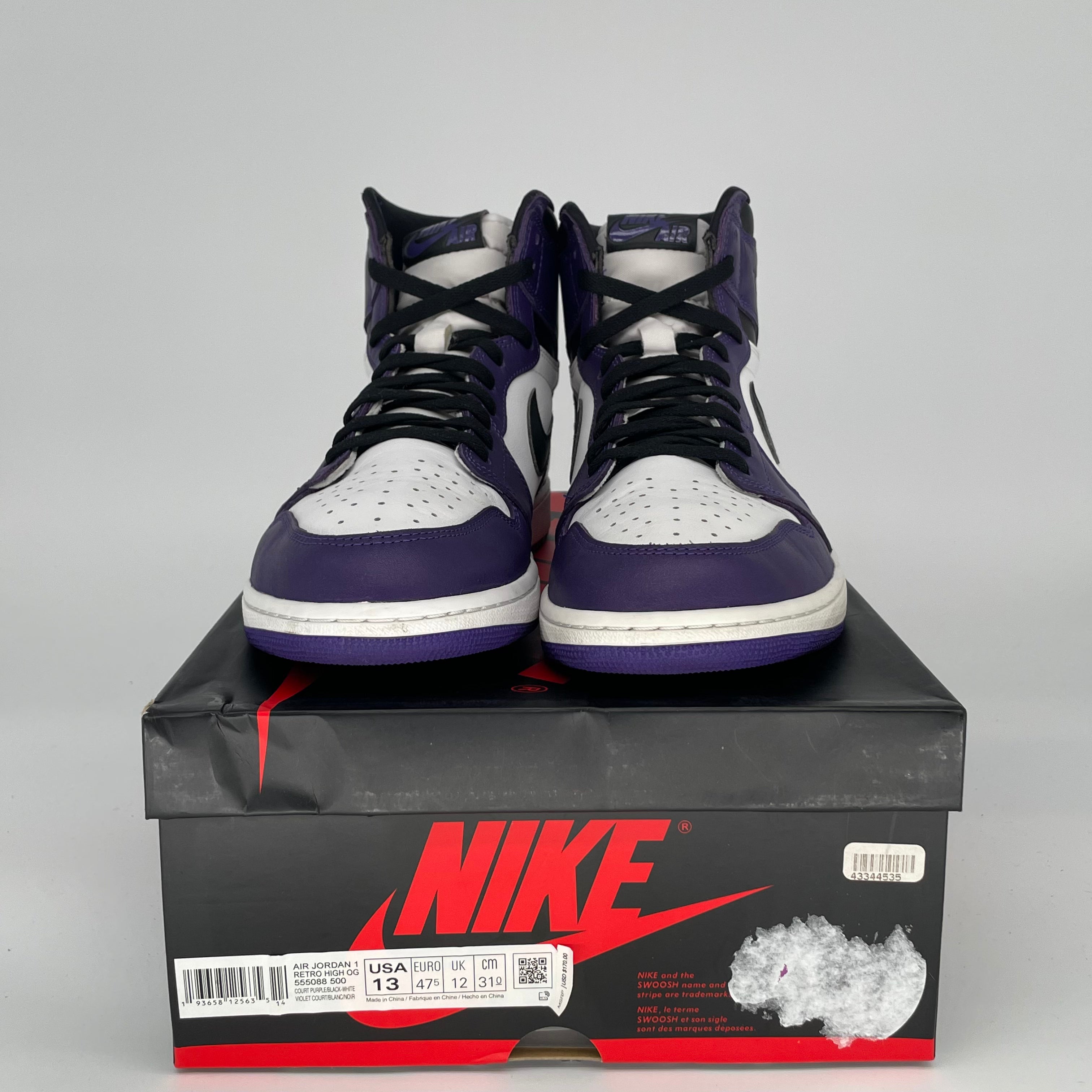 AIR JORDAN 1 COURT PURPLE 2.0 SIZE 13 555088-500