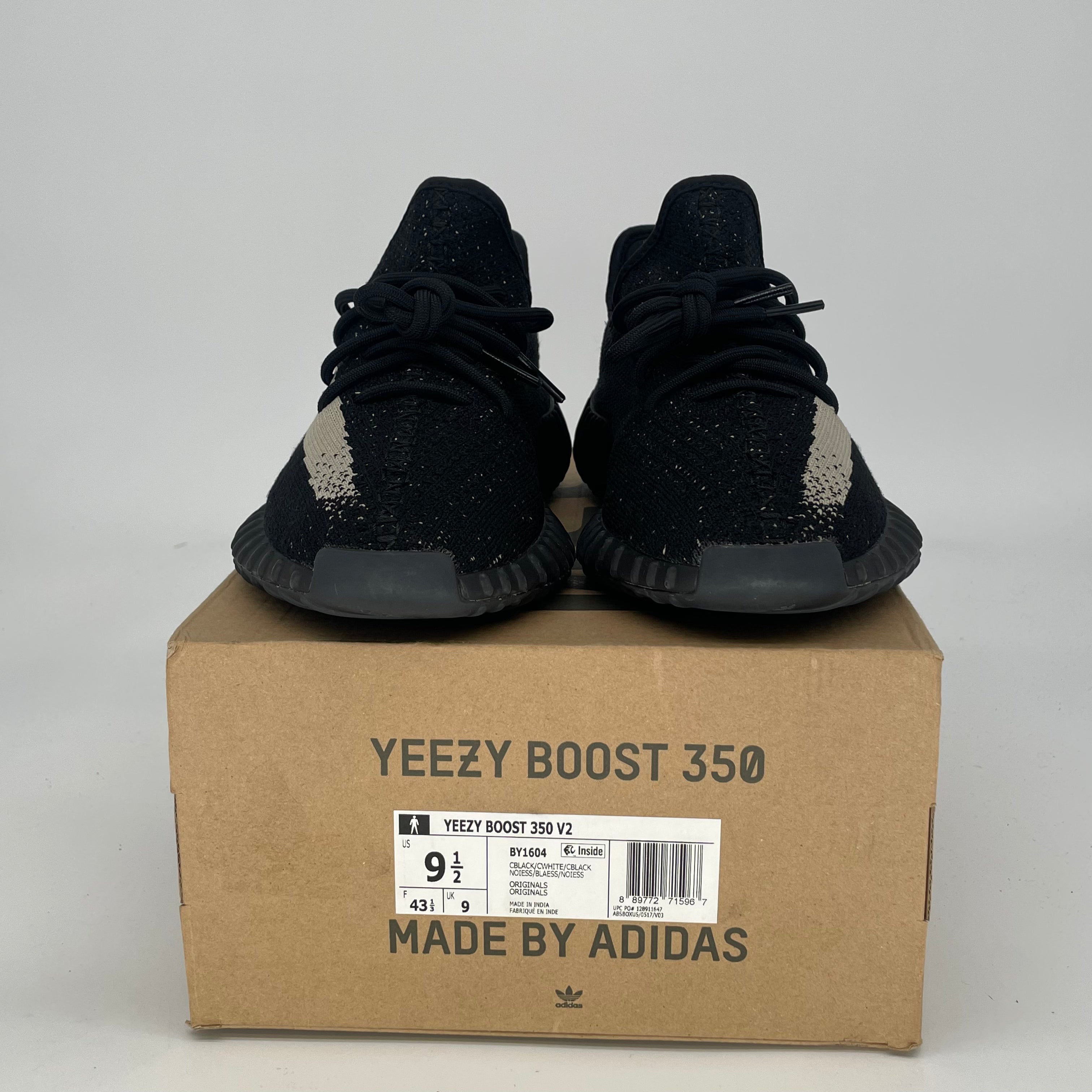 ADIDAS YEEZY 350 V2 CORE BLACK WHITE BY1604 SIZE 9.5/11W