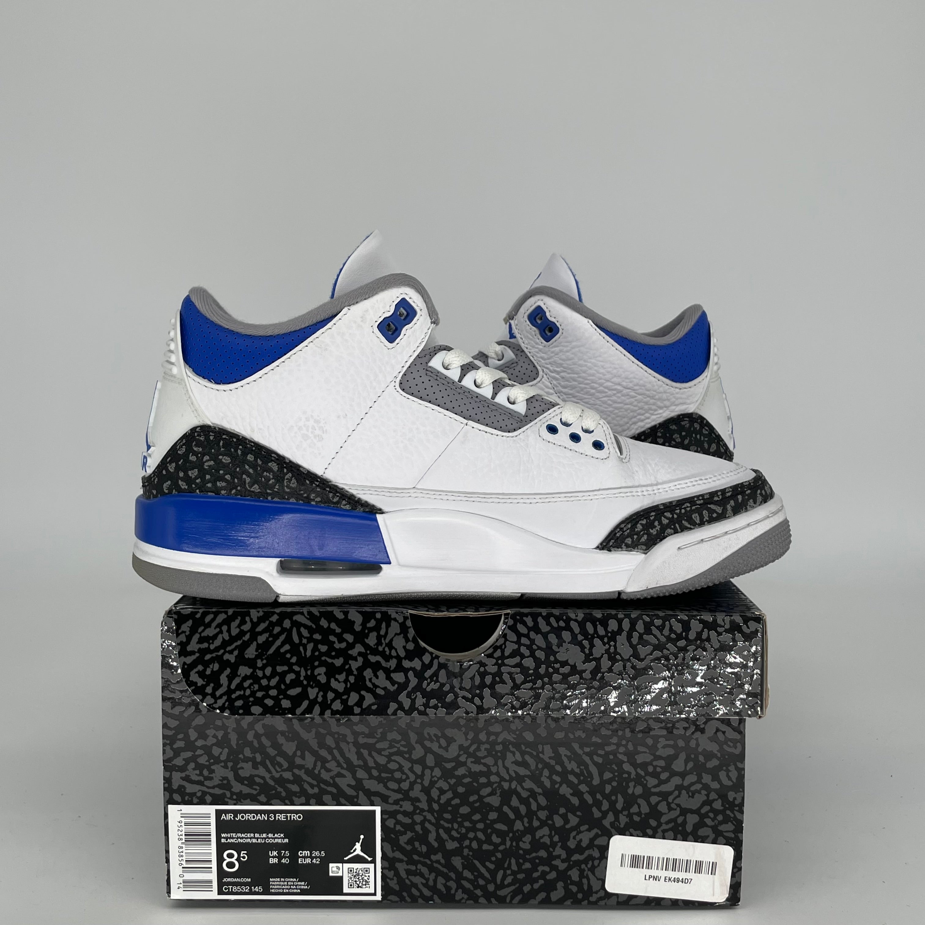 AIR JORDAN 3 RACER BLUE SIZE 8.5 CT8532-145