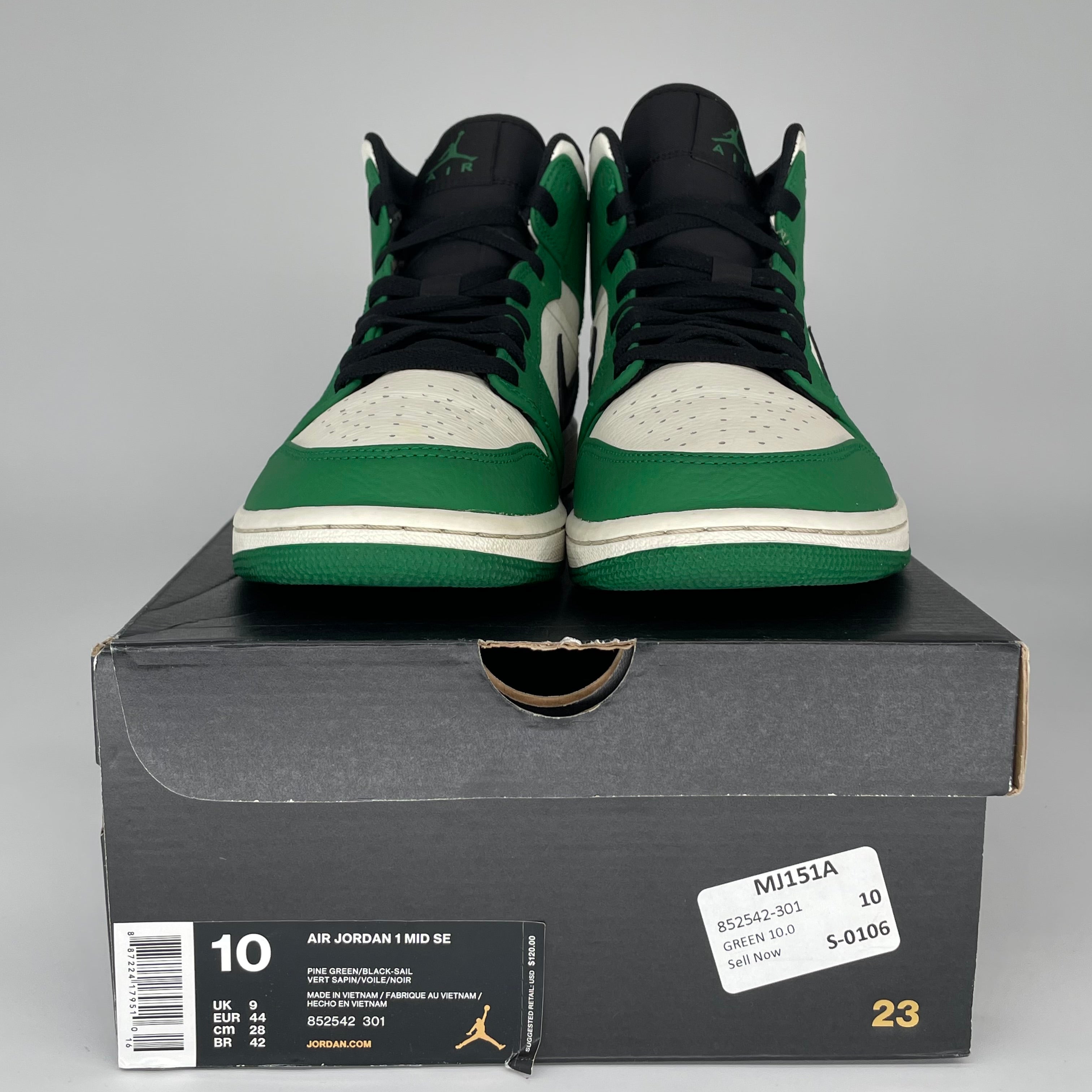 AIR JORDAN 1 MID PINE GREEN SIZE 10 852542-301