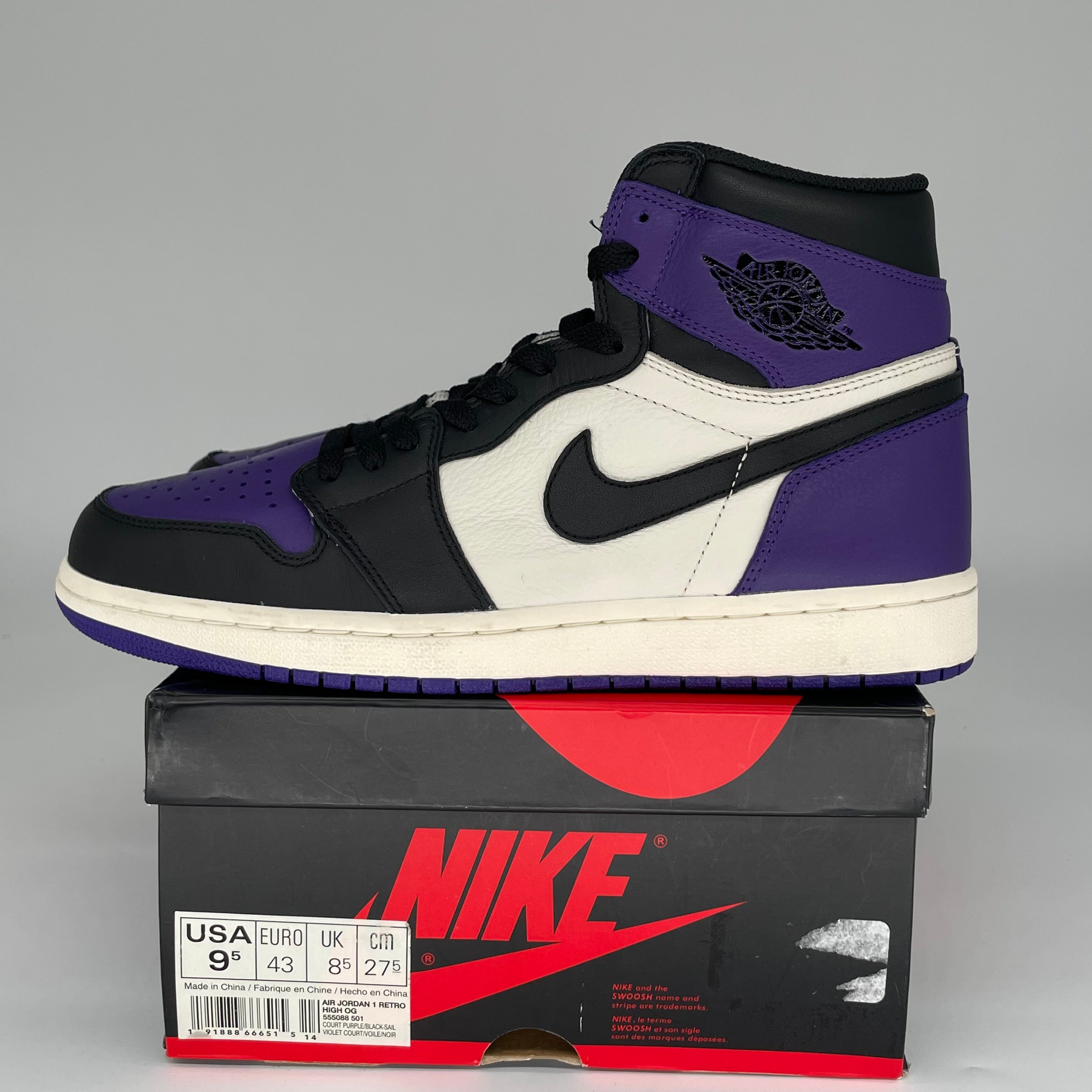 AIR JORDAN 1 COURT PURPLE SIZE 9.5 555088-500