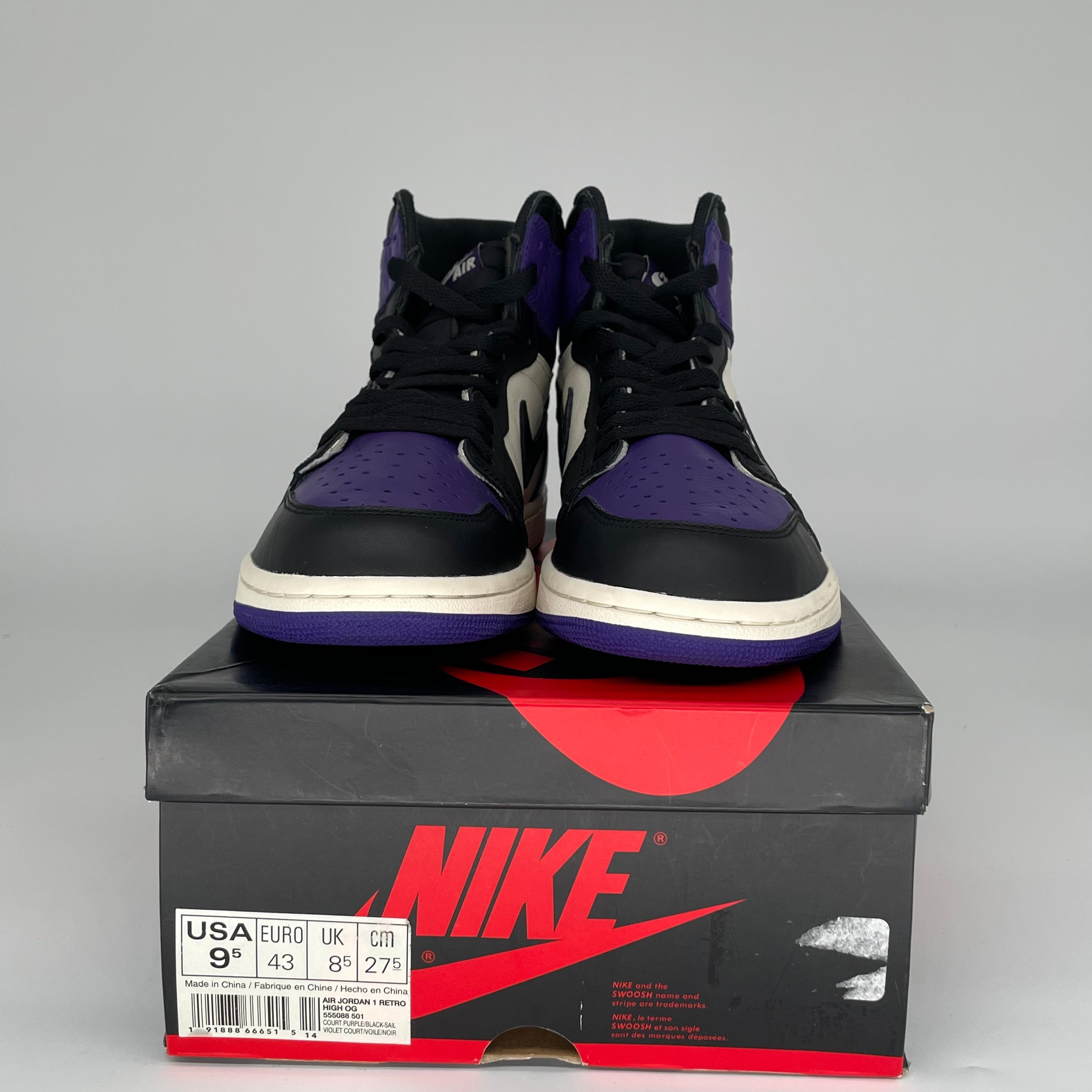 AIR JORDAN 1 COURT PURPLE SIZE 9.5 555088-500