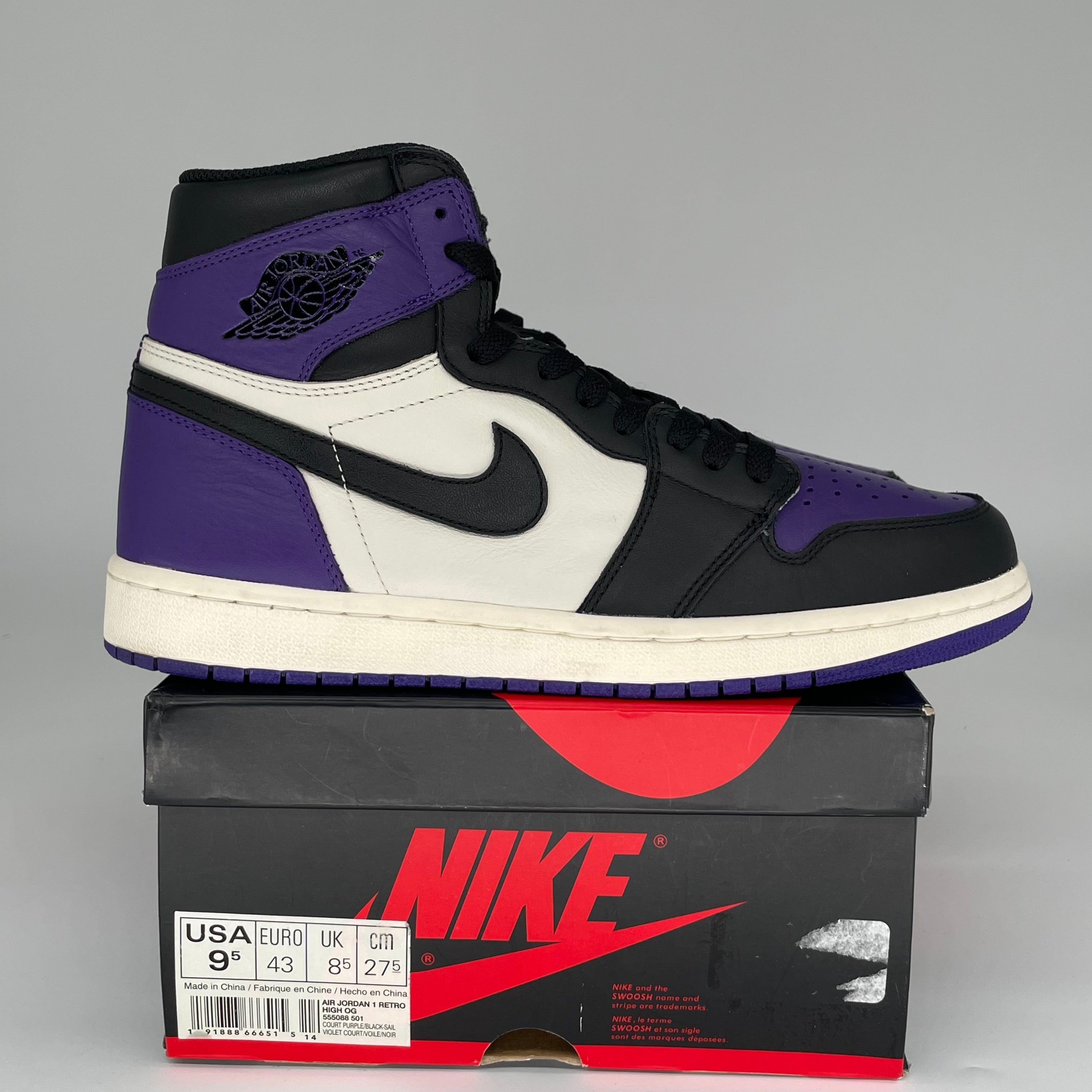 AIR JORDAN 1 COURT PURPLE SIZE 9.5 555088-500