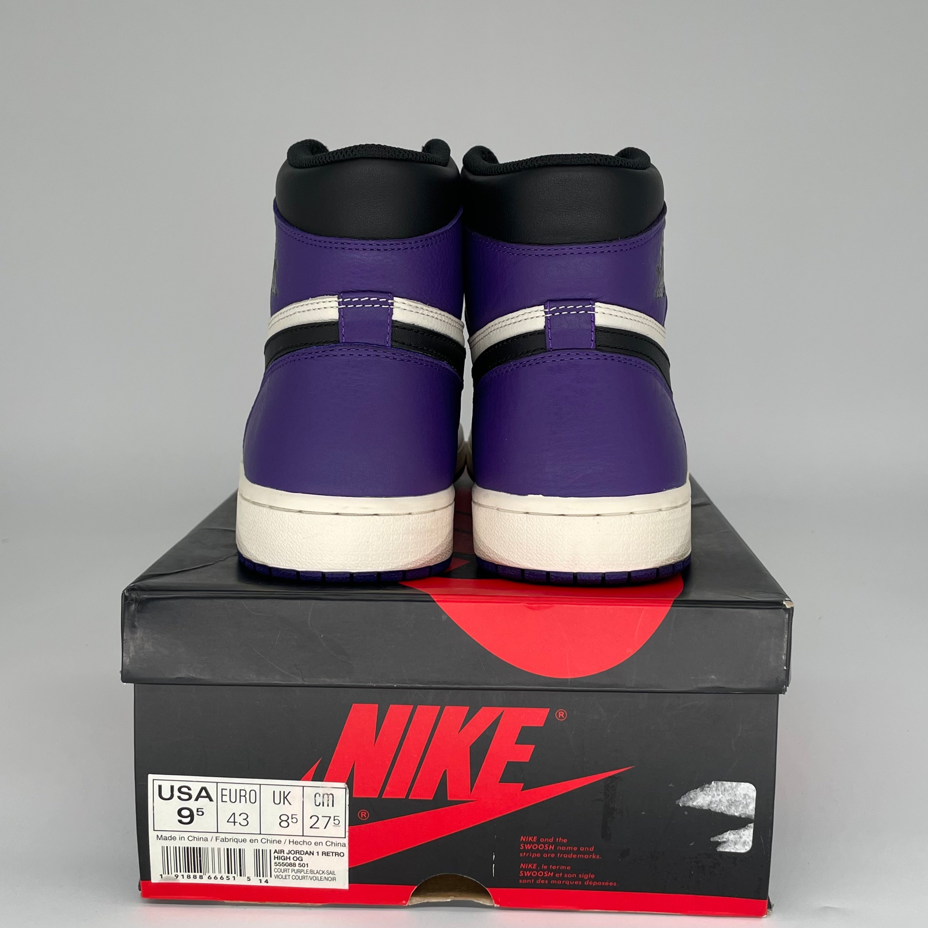 AIR JORDAN 1 COURT PURPLE SIZE 9.5 555088-500