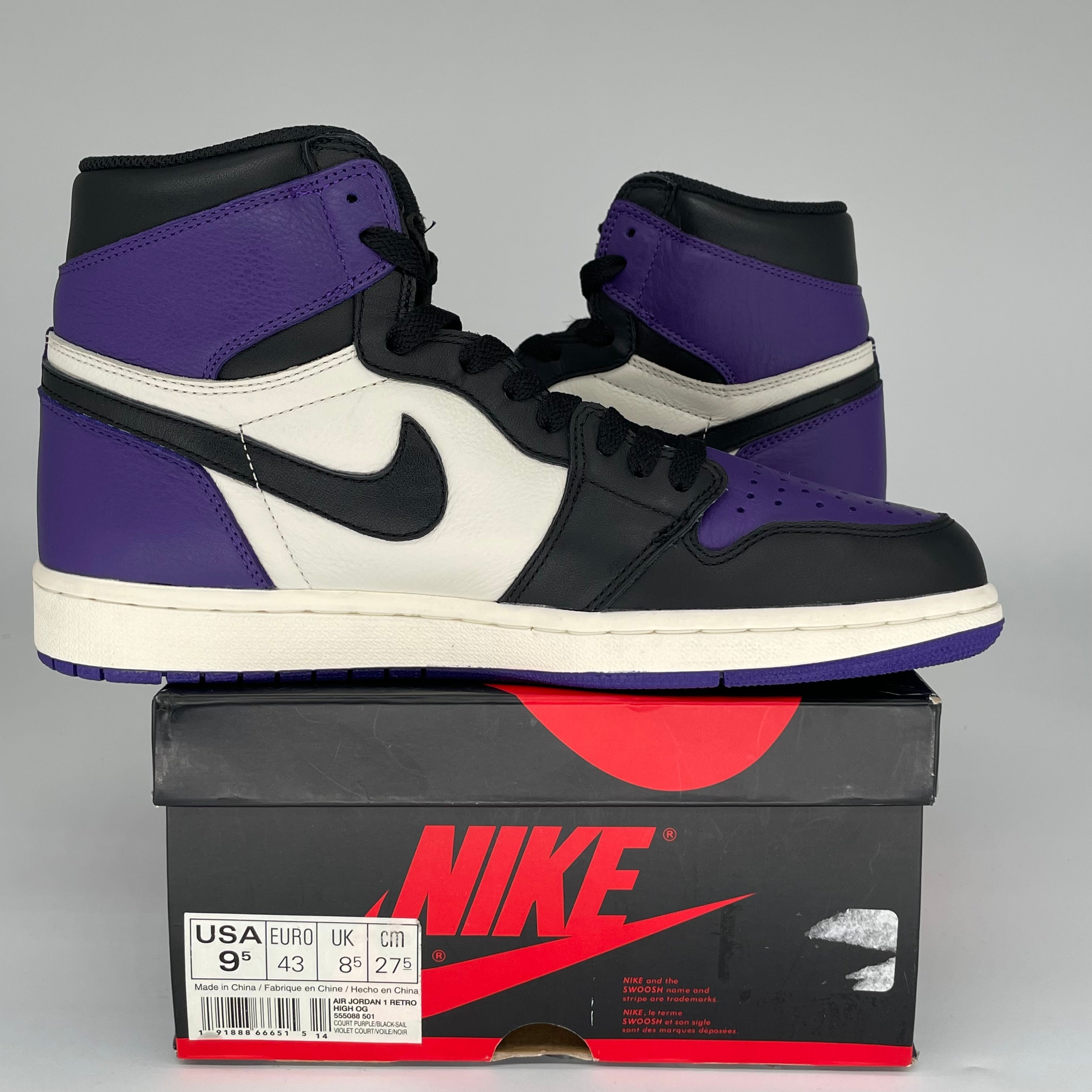 AIR JORDAN 1 COURT PURPLE SIZE 9.5 555088-500