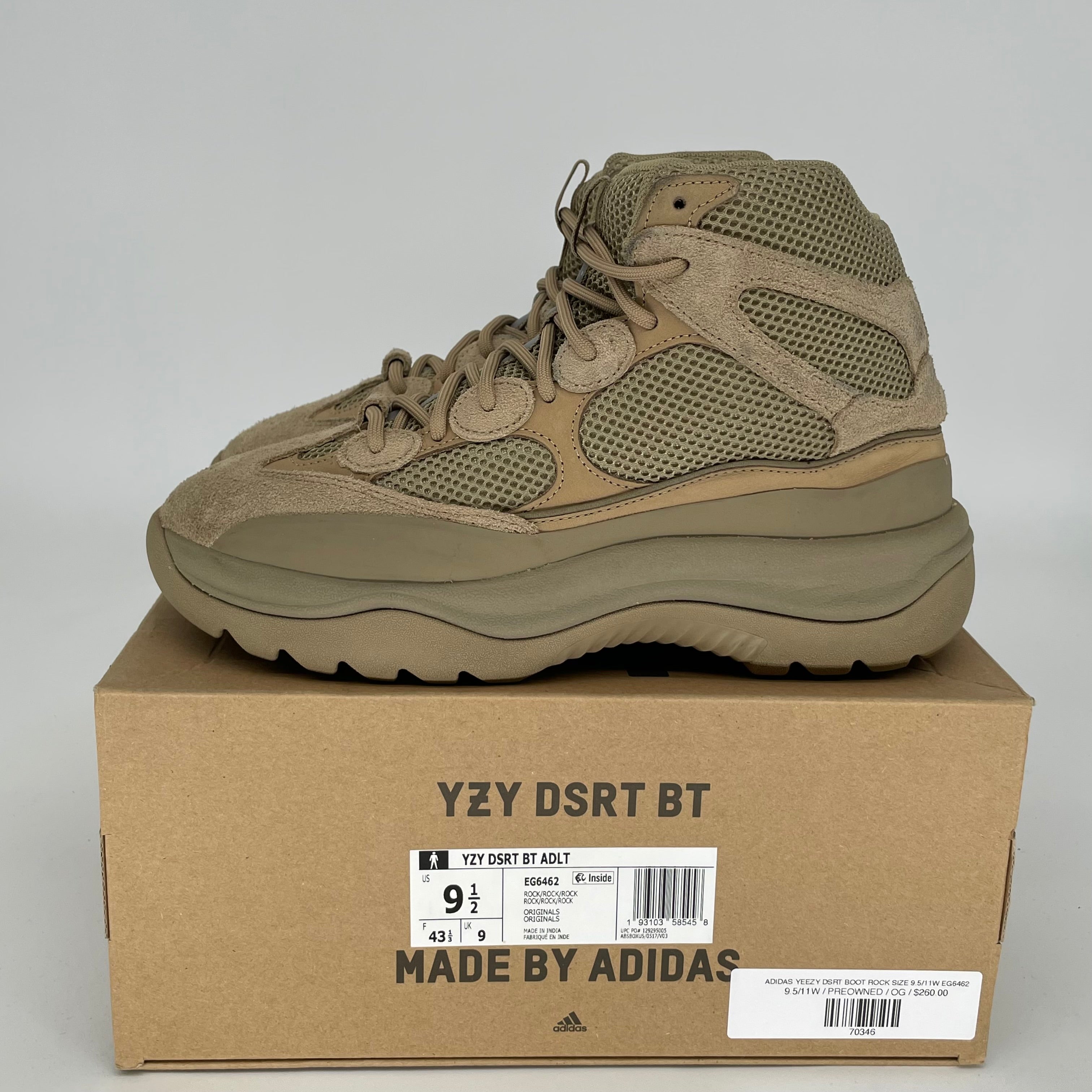 ADIDAS YEEZY DSRT BOOT ROCK SIZE 9.5 EG6462