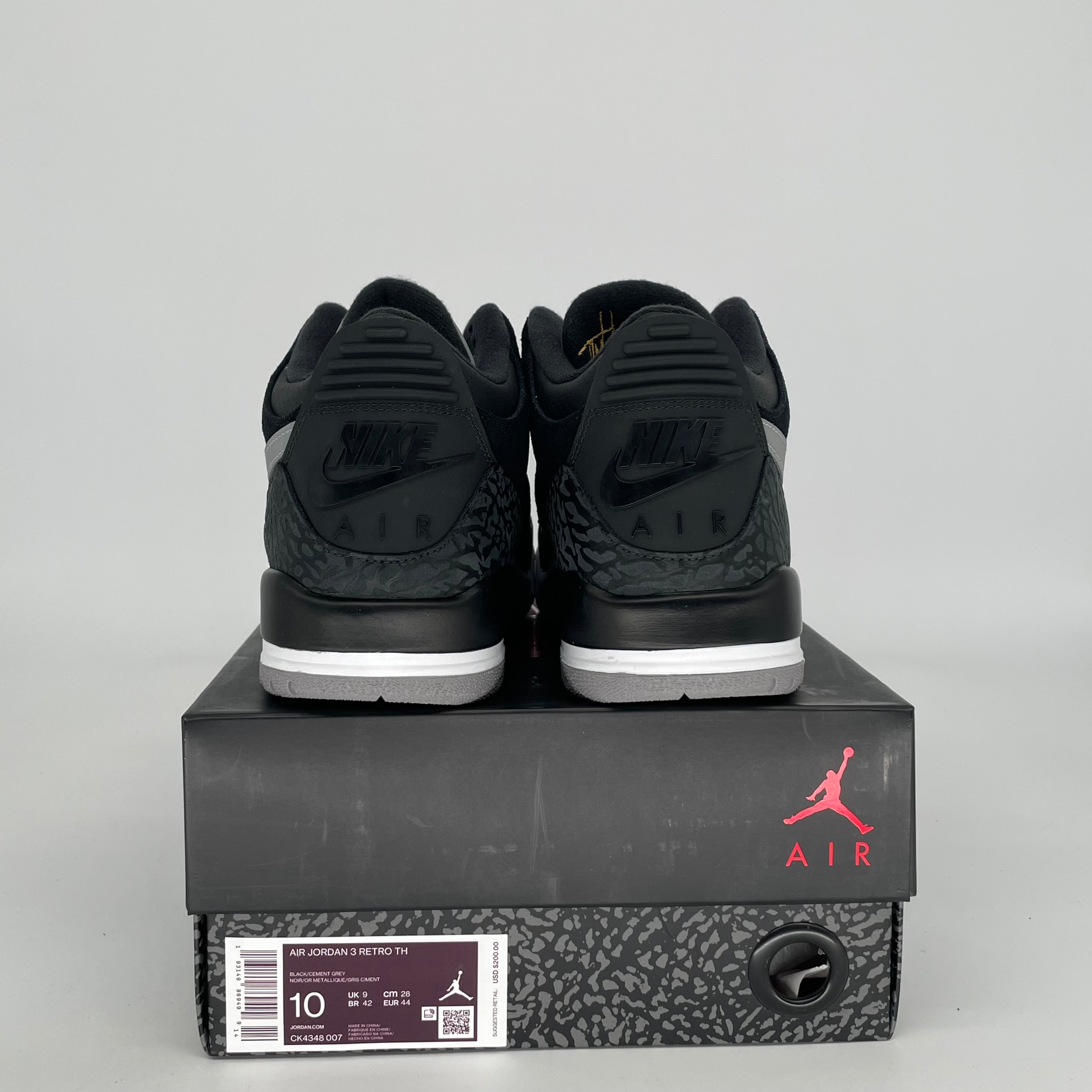 AIR JORDAN 3 TINKER BLACK CEMENT GOLD SIZE 10 CK4348-007