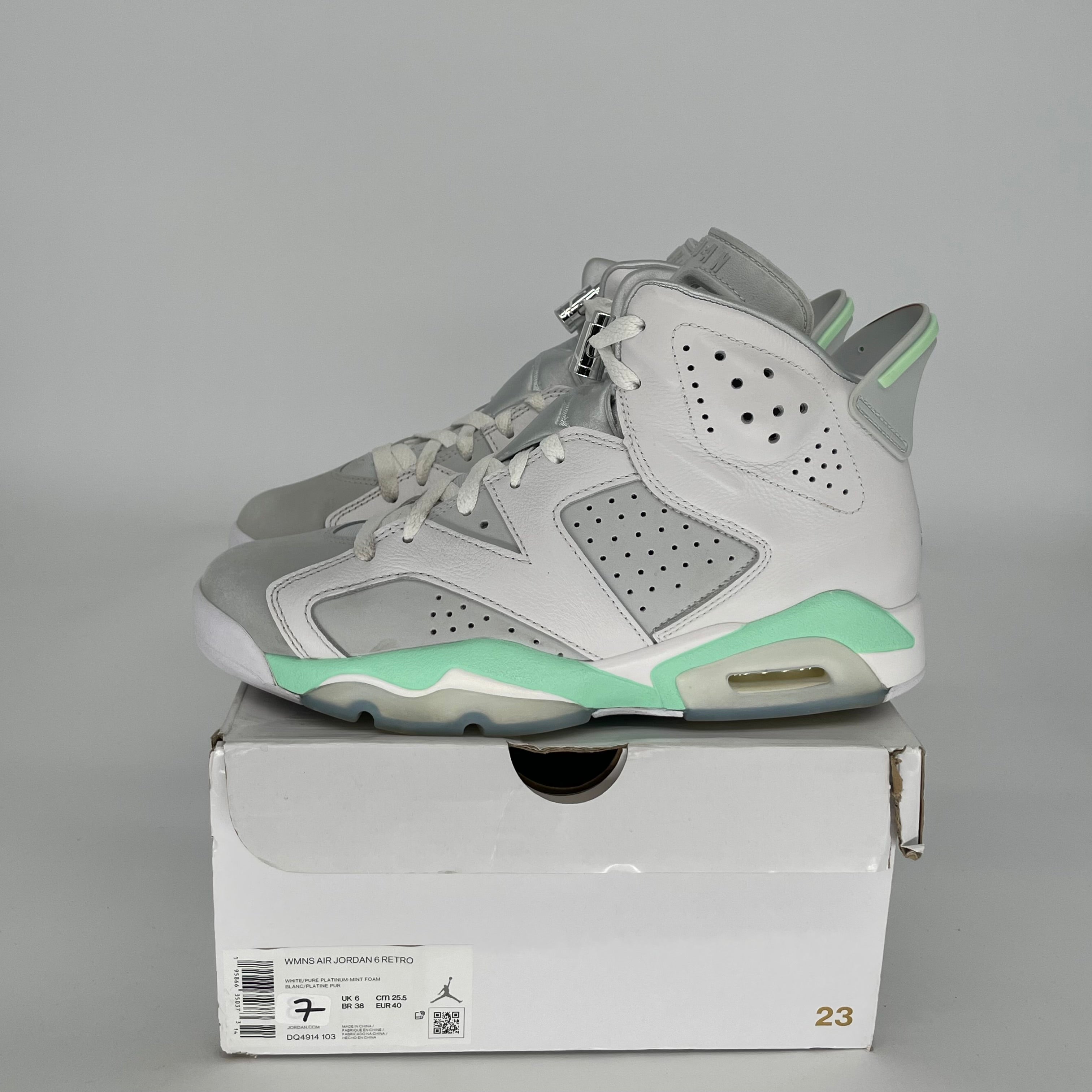 AIR JORDAN 6 MINT FOAM W SIZE 7/8.5W DQ4914-103