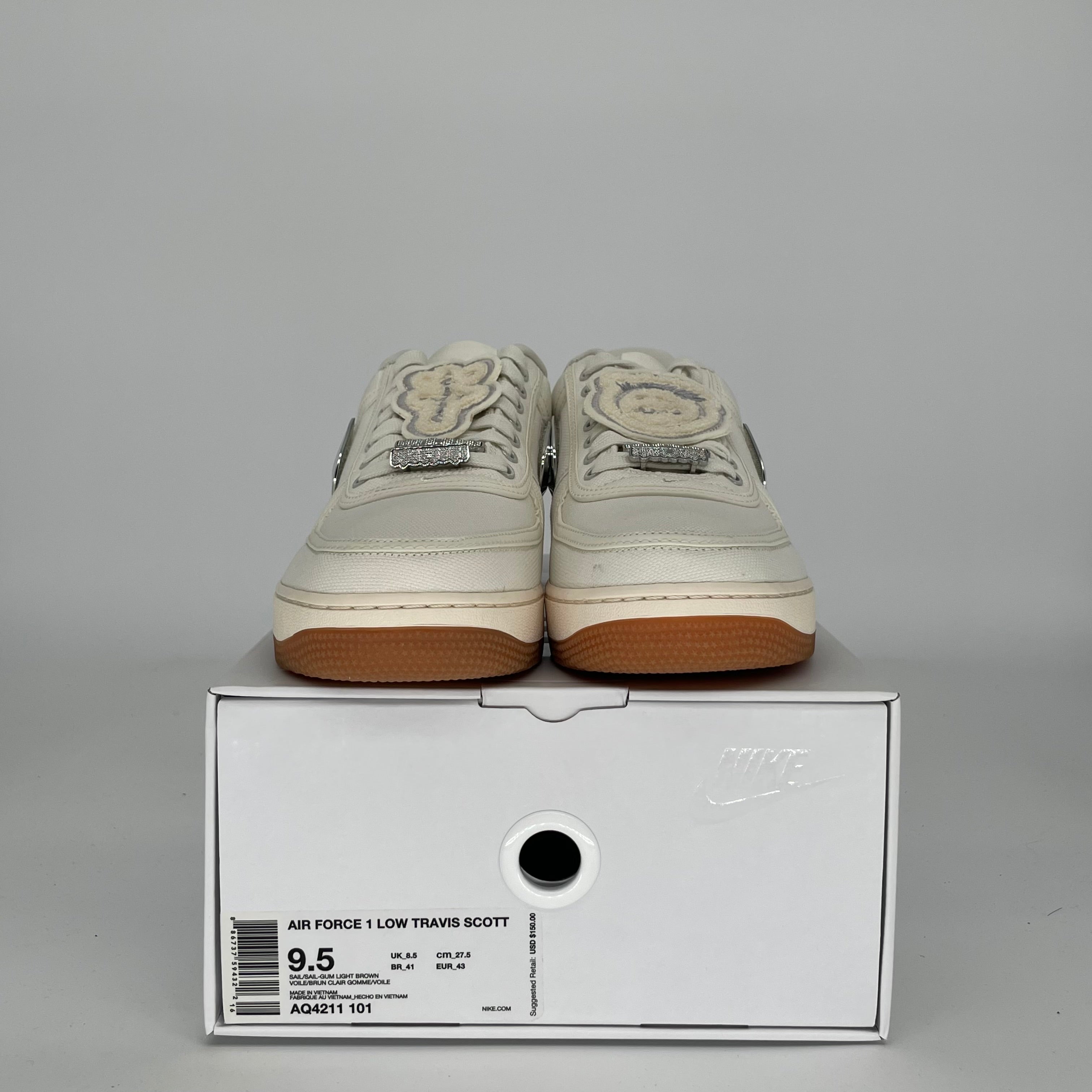 NIKE AIR FORCE 1 LOW TRAVIS SCOTT SAIL SIZE 9.5 AQ4211-101