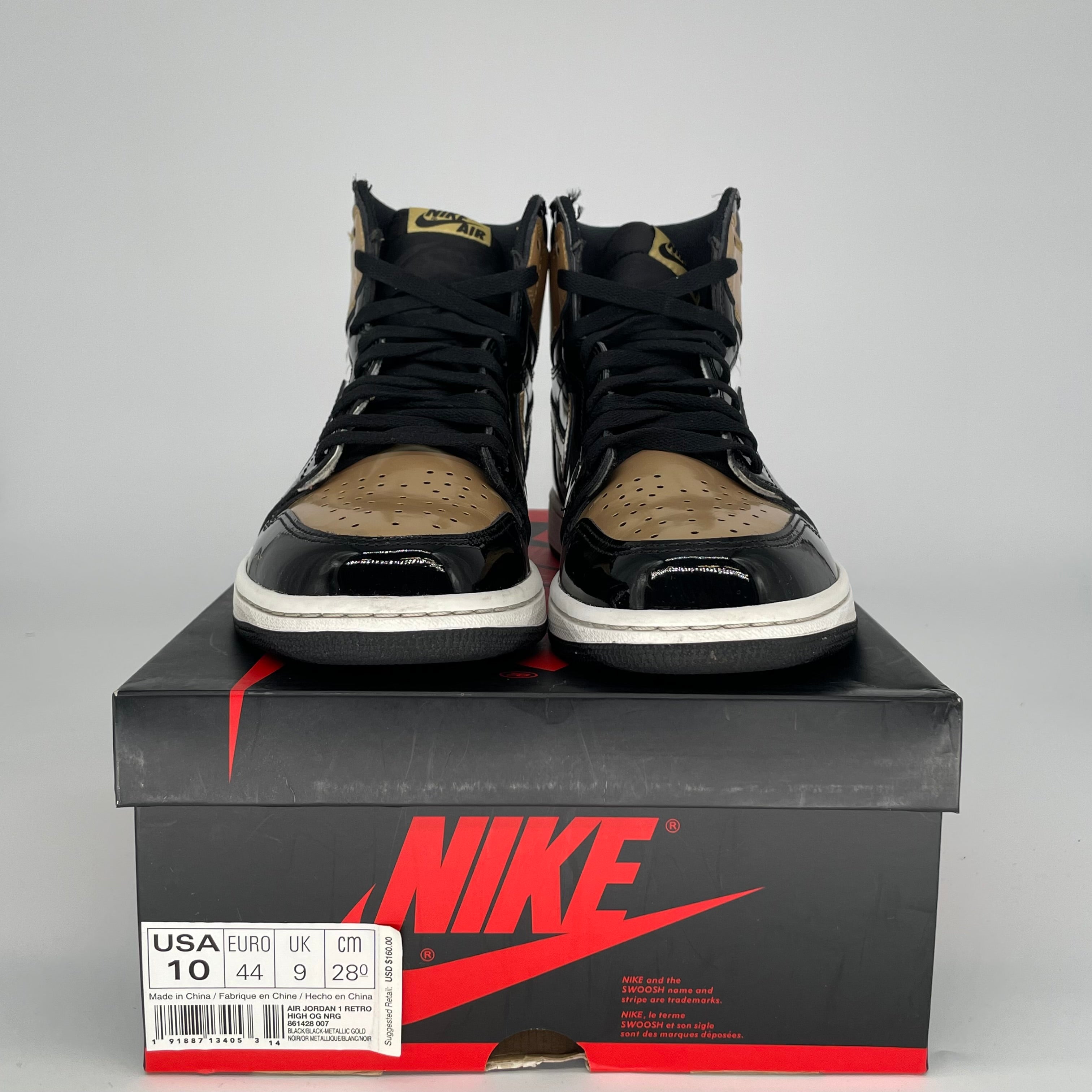 AIR JORDAN 1 PATENT GOLD TOE SIZE 10 861248-007