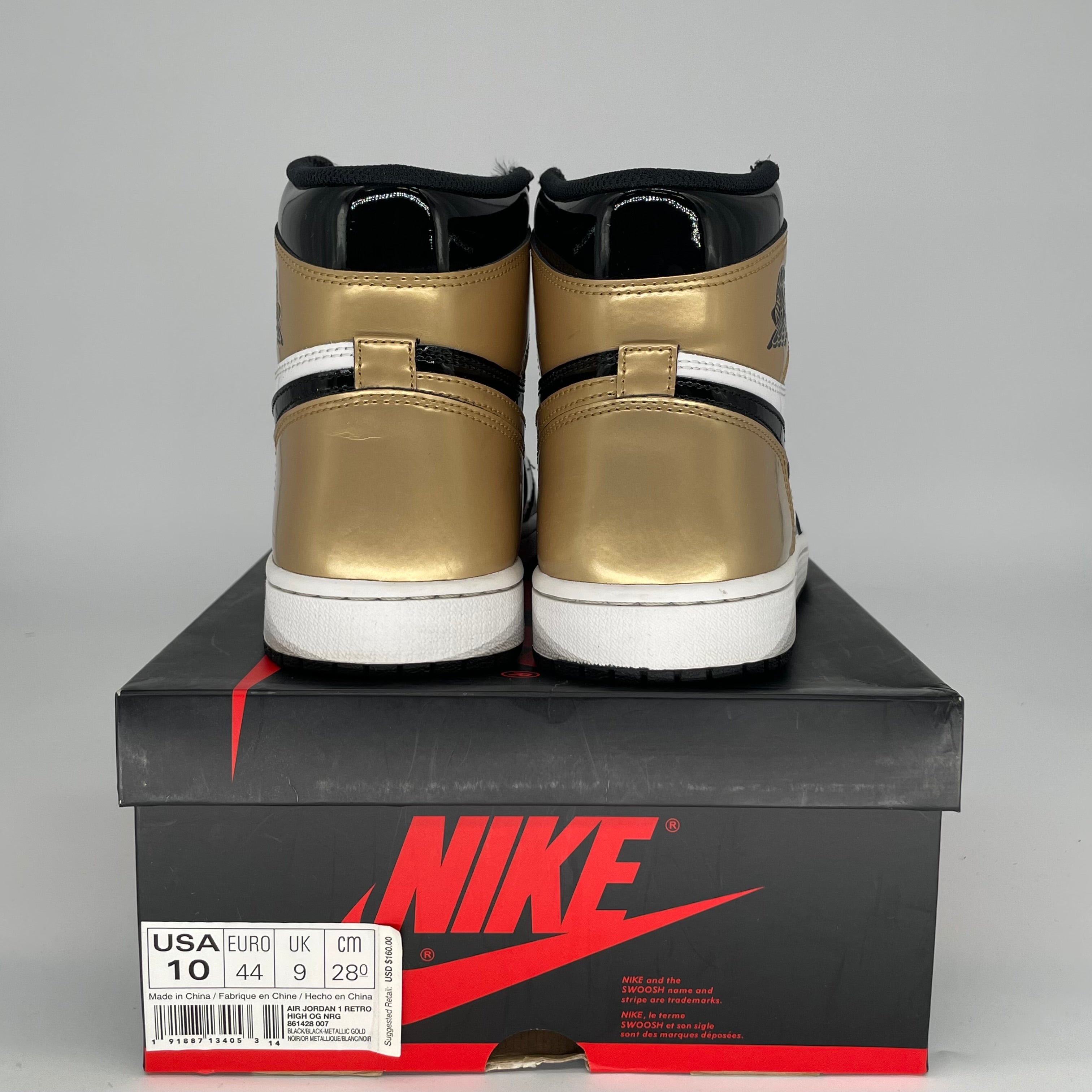 AIR JORDAN 1 PATENT GOLD TOE SIZE 10 861248-007