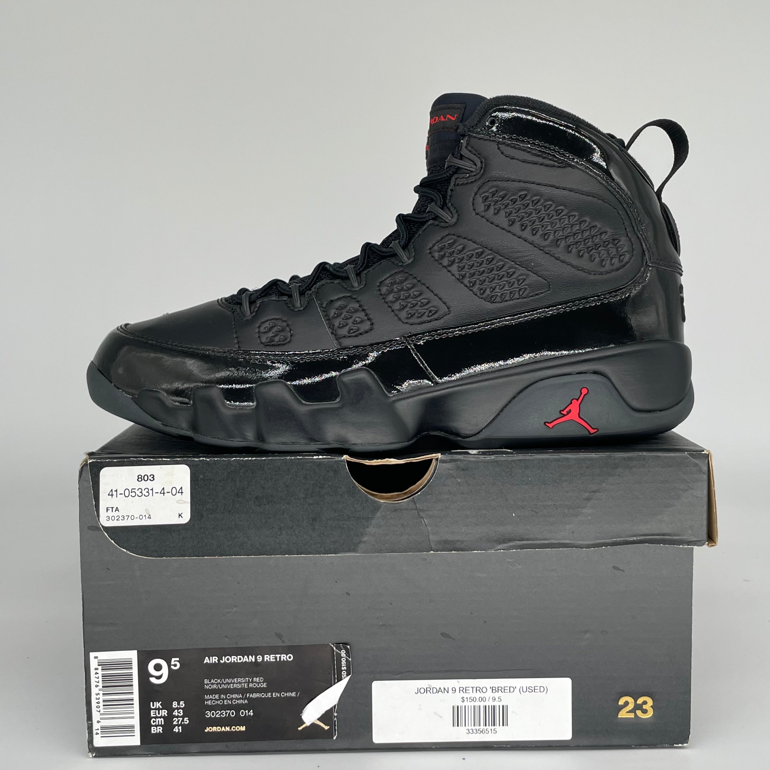 AIR JORDAN 9 BRED SIZE 9.5 302370-014