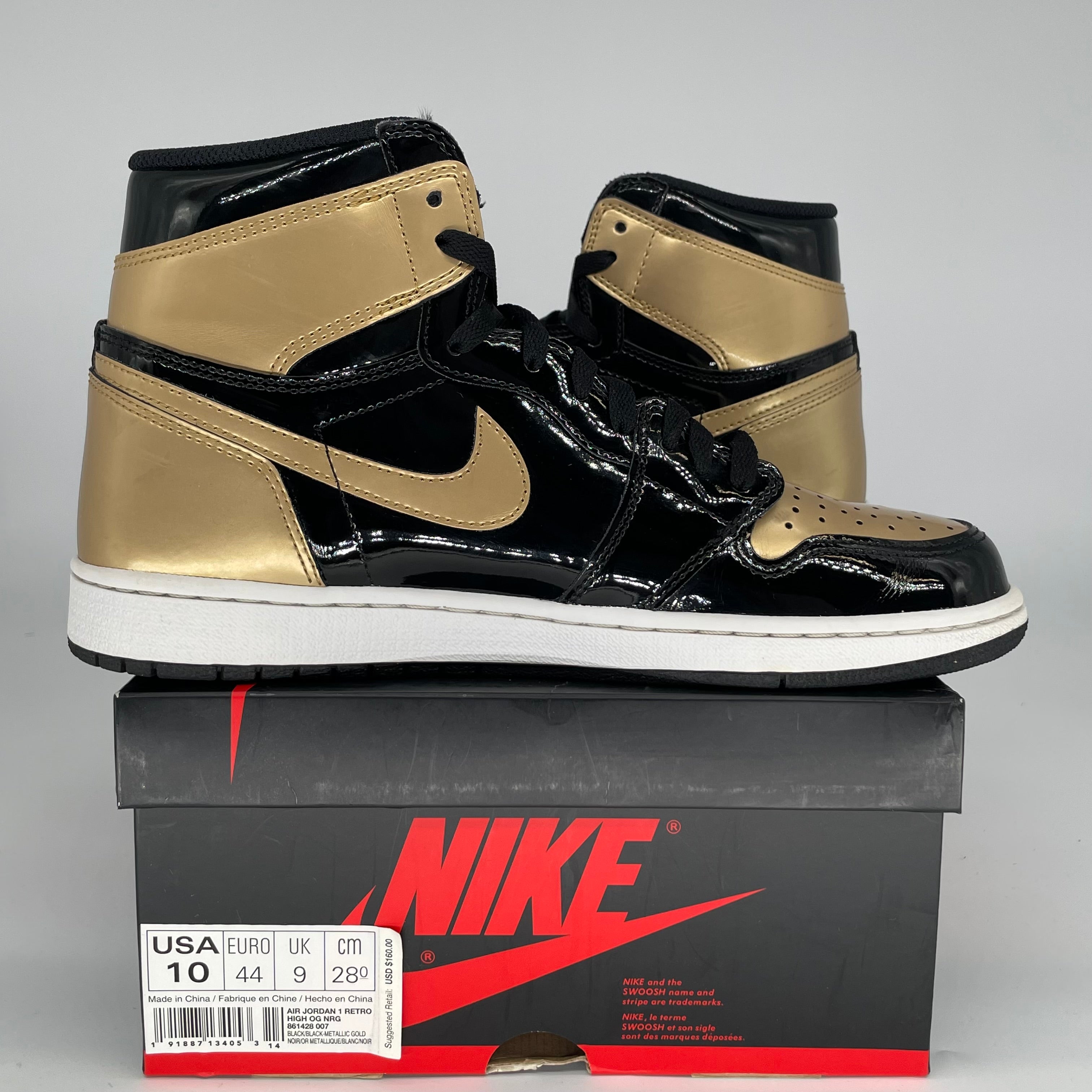 AIR JORDAN 1 PATENT GOLD TOE SIZE 10 861248-007