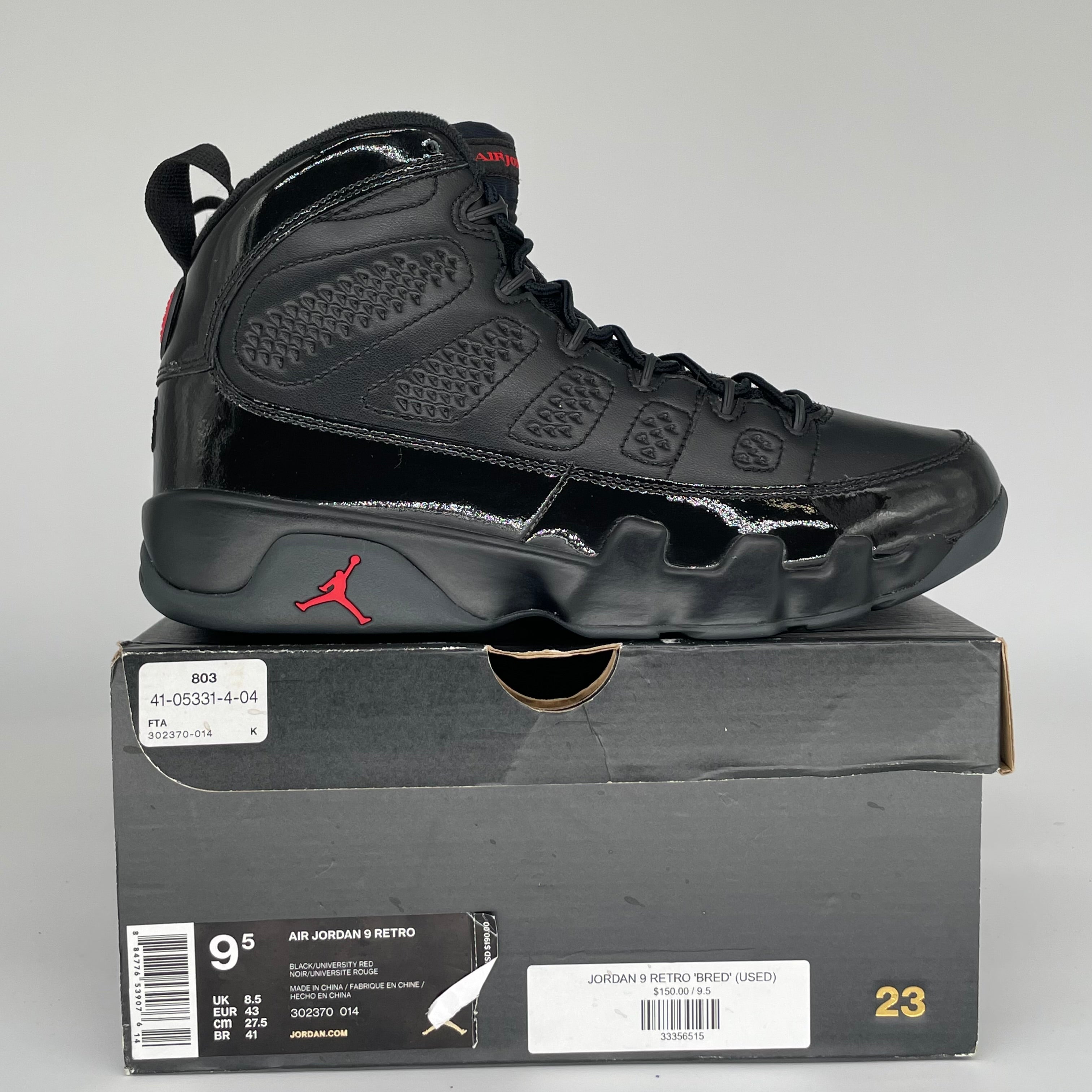 AIR JORDAN 9 BRED SIZE 9.5 302370-014