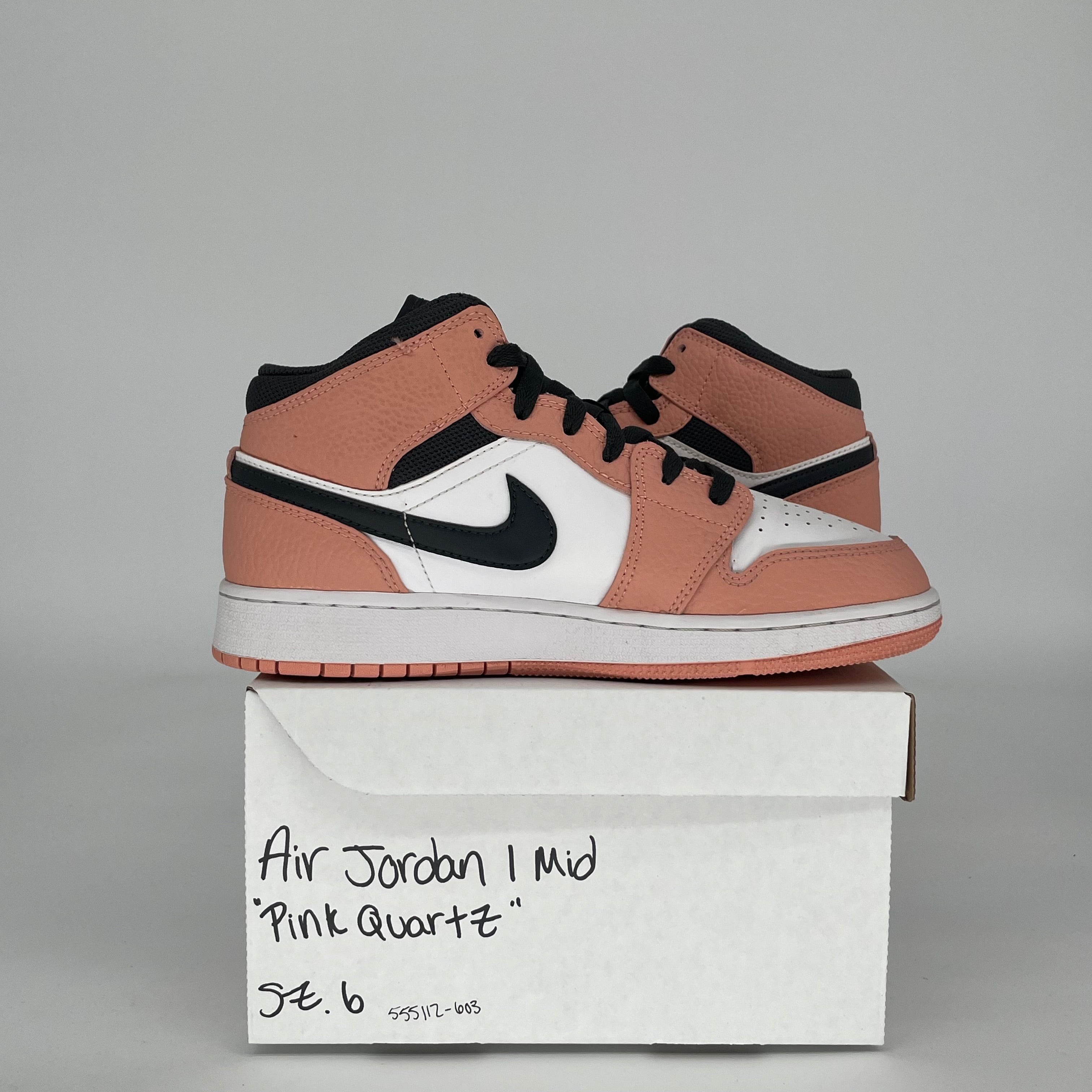 AIR JORDAN 1 MID PINK QUARTZ SIZE 6Y 555112-603