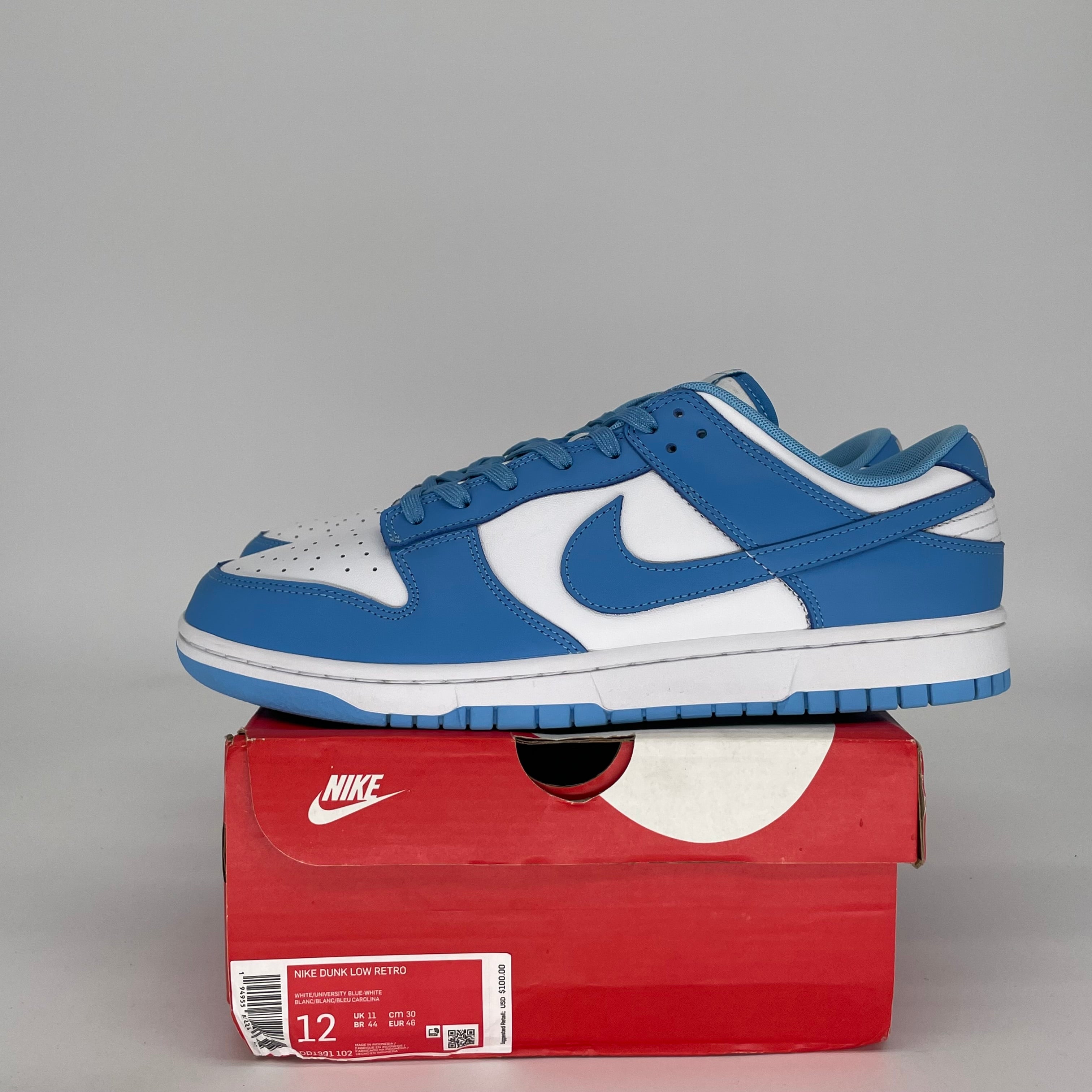 NIKE DUNK LOW UNC SIZE 12 DD1391-102