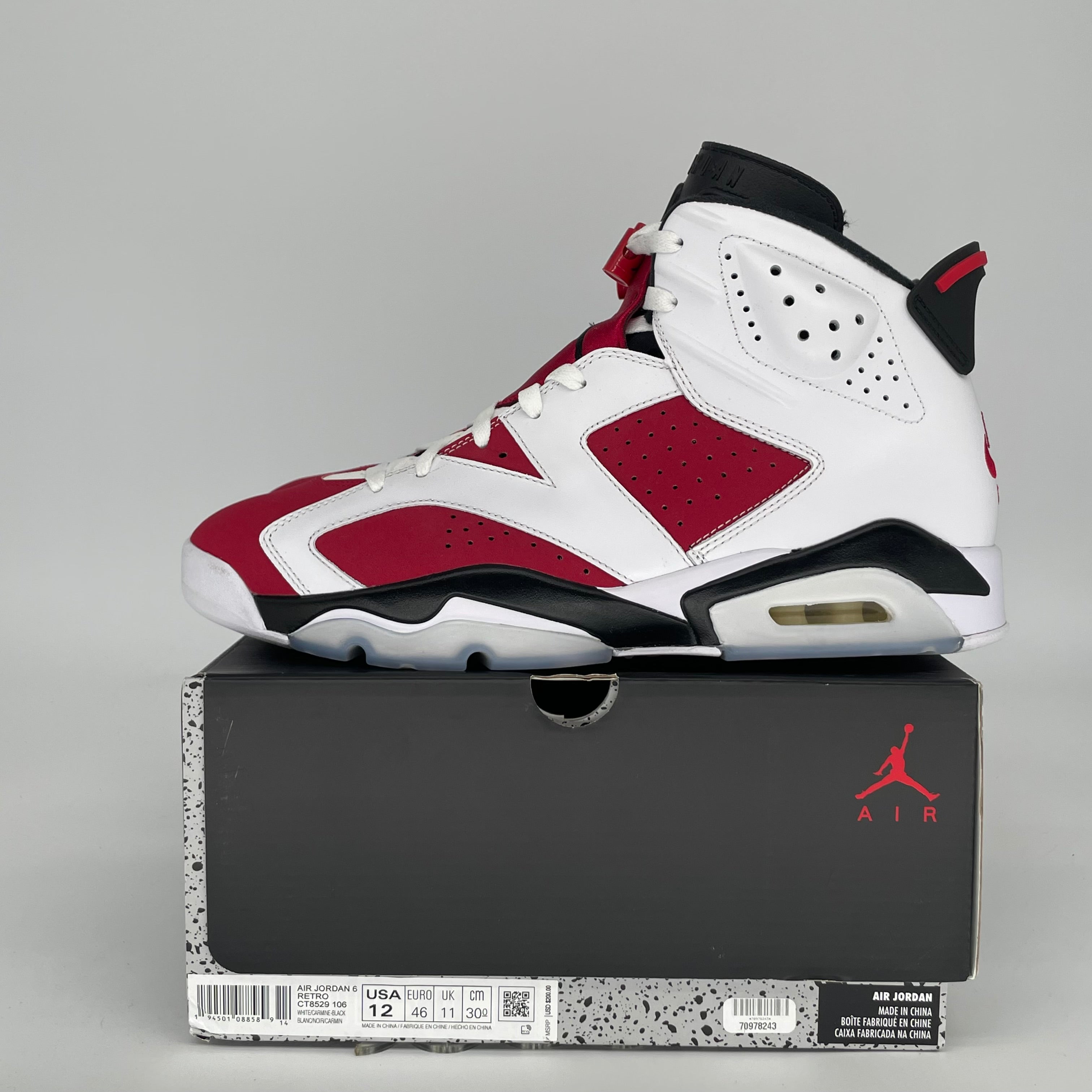 AIR JORDAN 6 CARMINE SIZE 12 CT8529-106