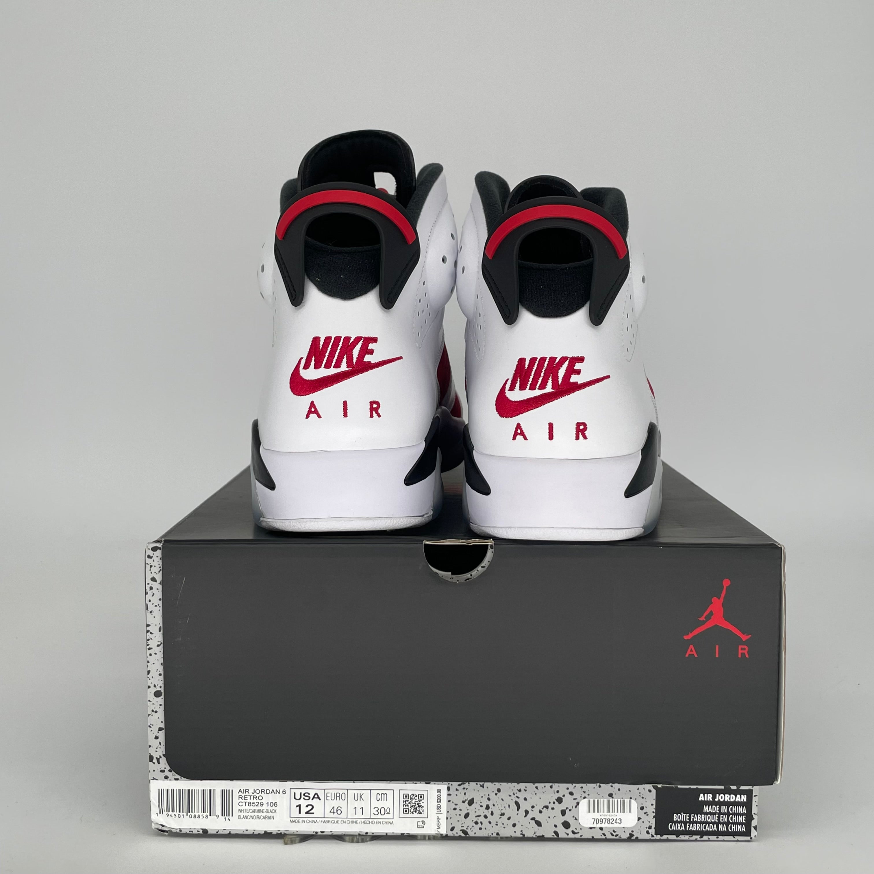 AIR JORDAN 6 CARMINE SIZE 12 CT8529-106