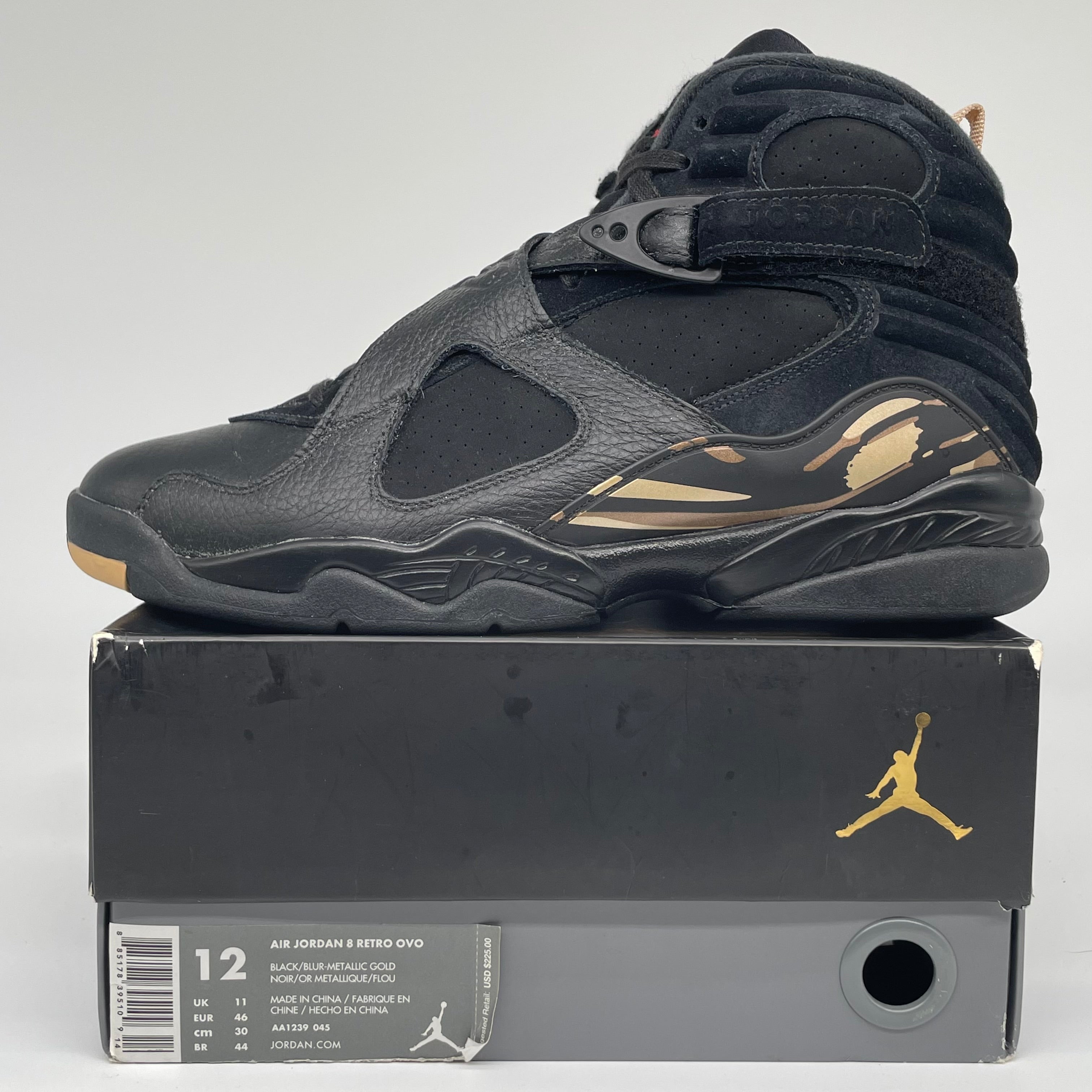 AIR JORDAN 8 OVO BLACK SIZE 12 AA1239-045