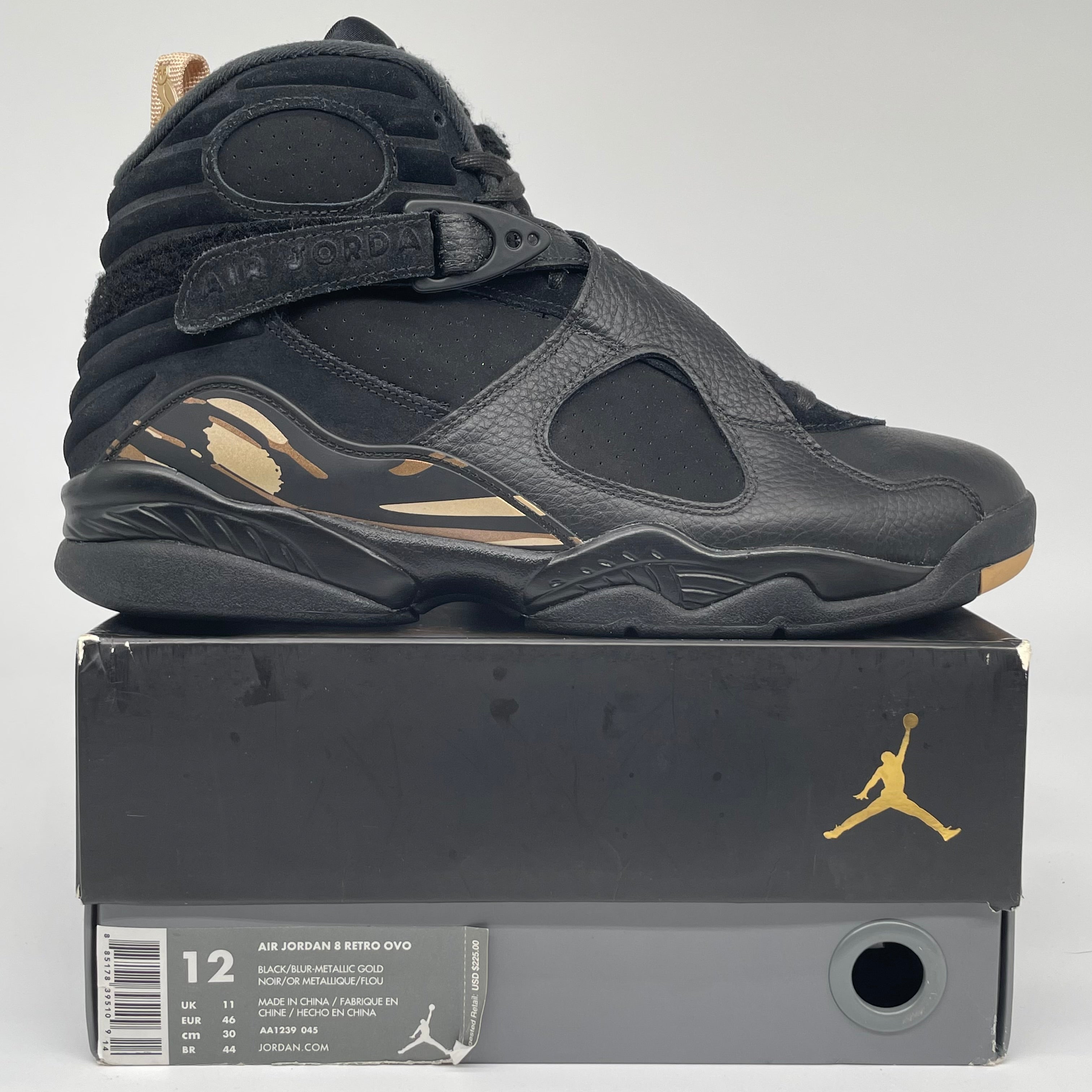 AIR JORDAN 8 OVO BLACK SIZE 12 AA1239-045