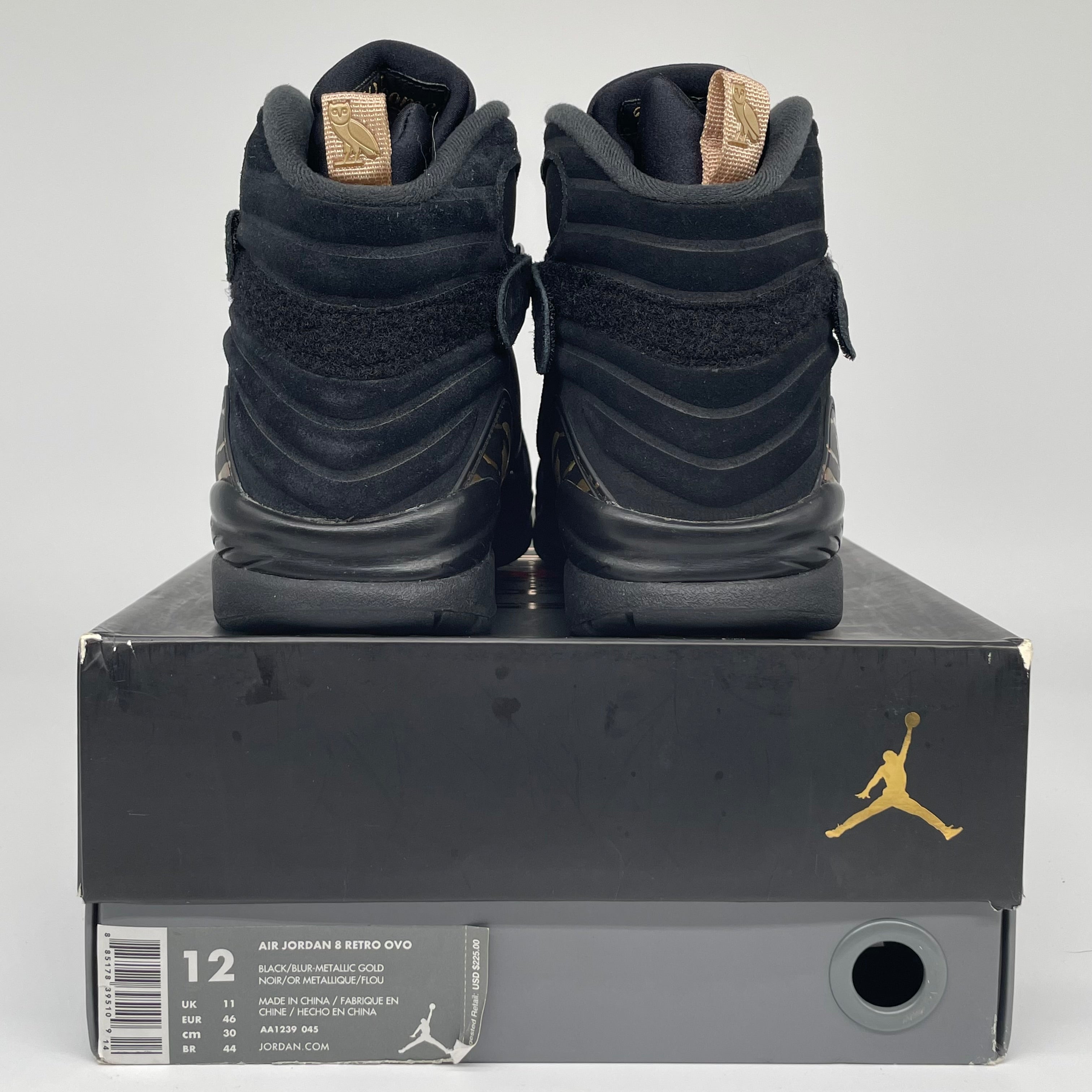 AIR JORDAN 8 OVO BLACK SIZE 12 AA1239-045