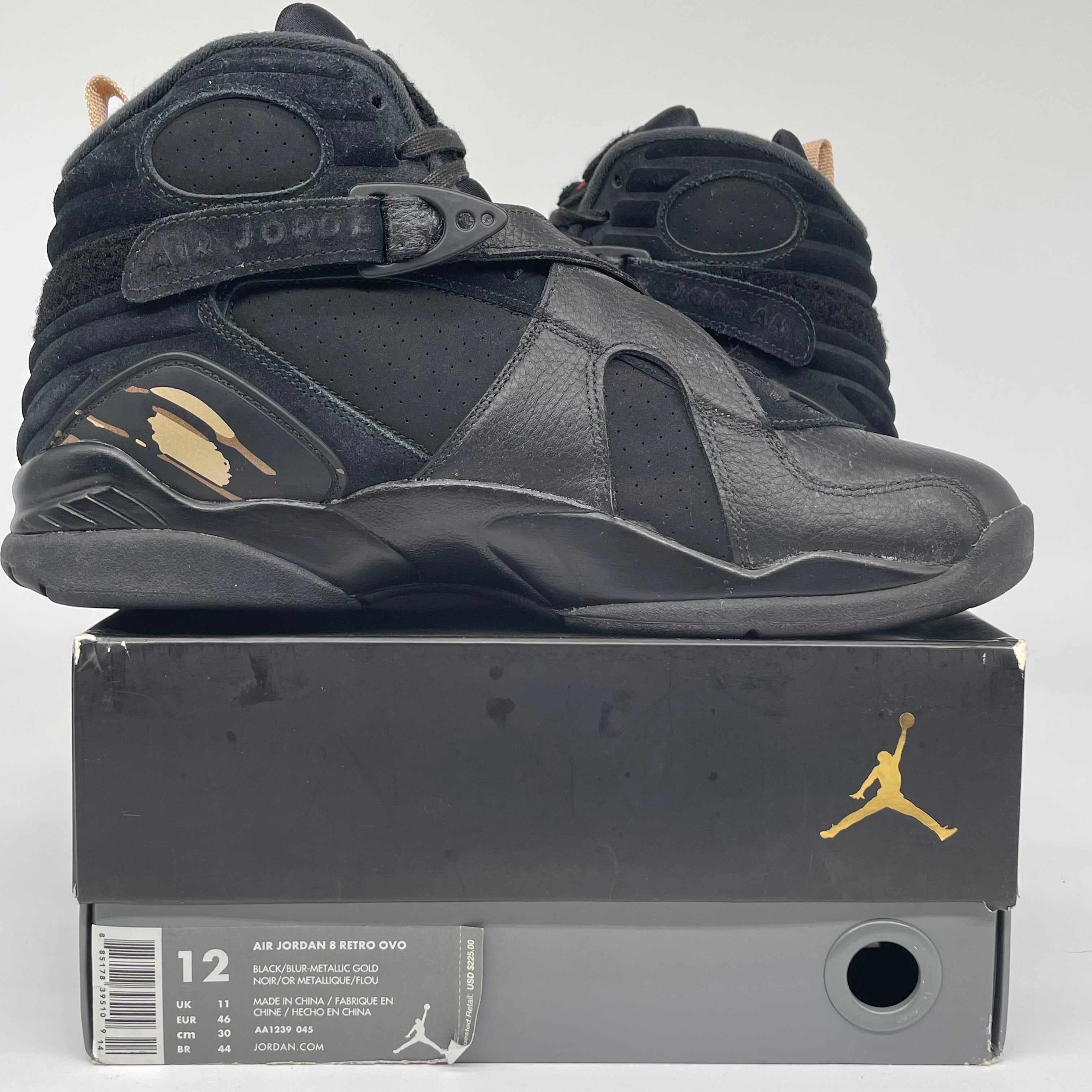 AIR JORDAN 8 OVO BLACK SIZE 12 AA1239-045