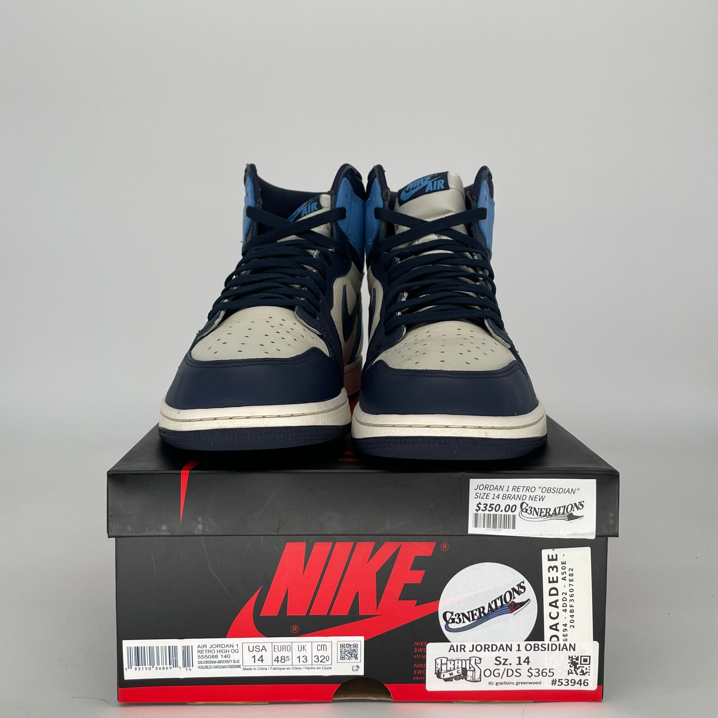 AIR JORDAN 1 OBSIDIAN SIZE 14 555088-140