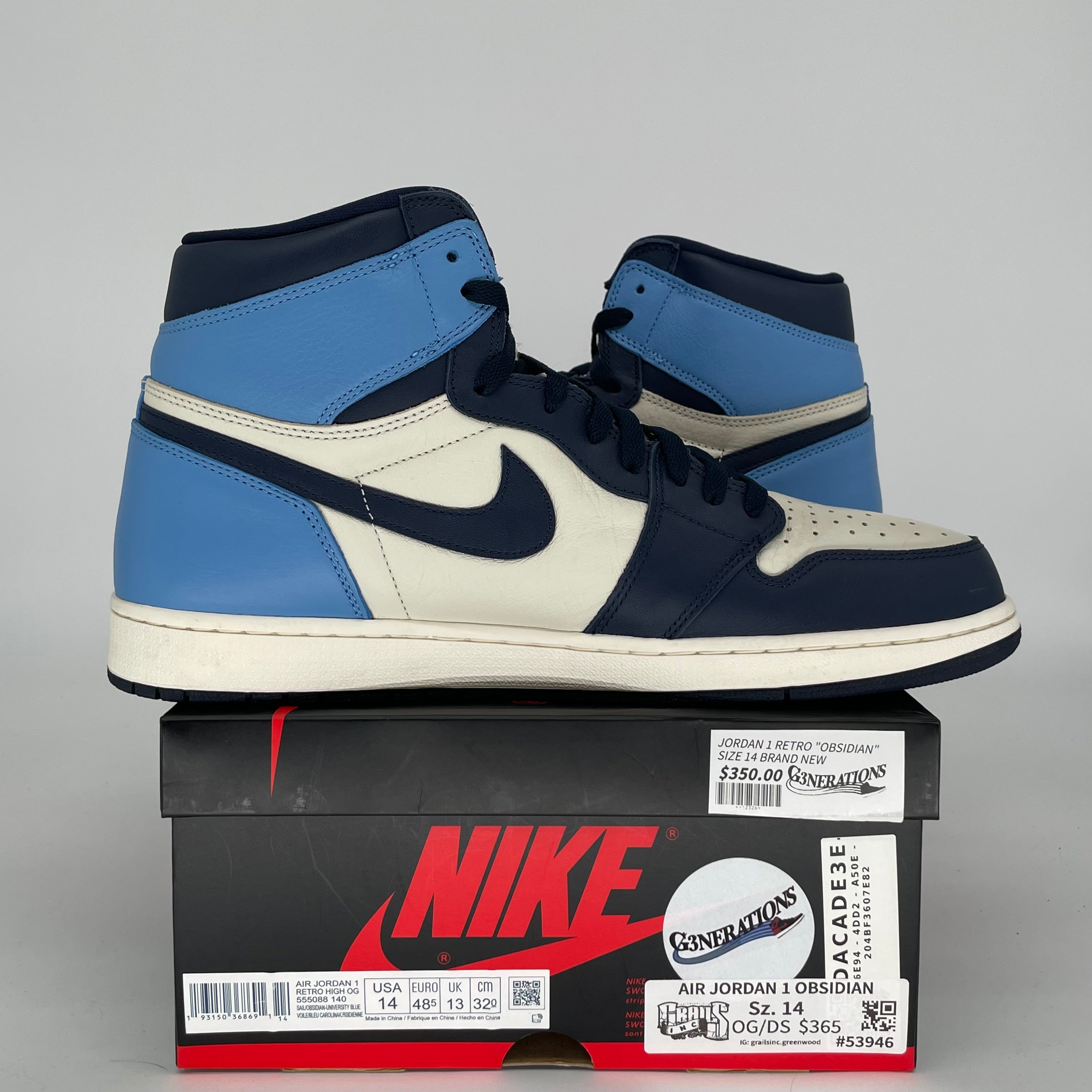 AIR JORDAN 1 OBSIDIAN SIZE 14 555088-140