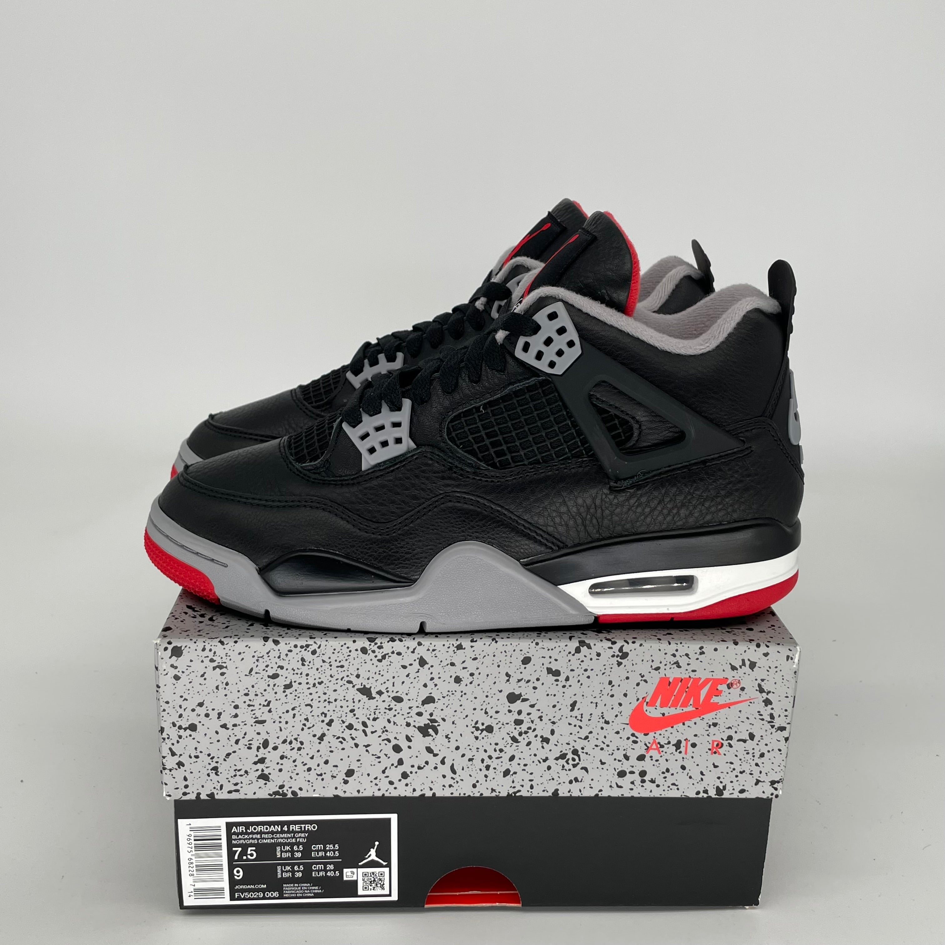 AIR JORDAN 4 BRED REIMAGINED SIZE 7.5 FV5029-006