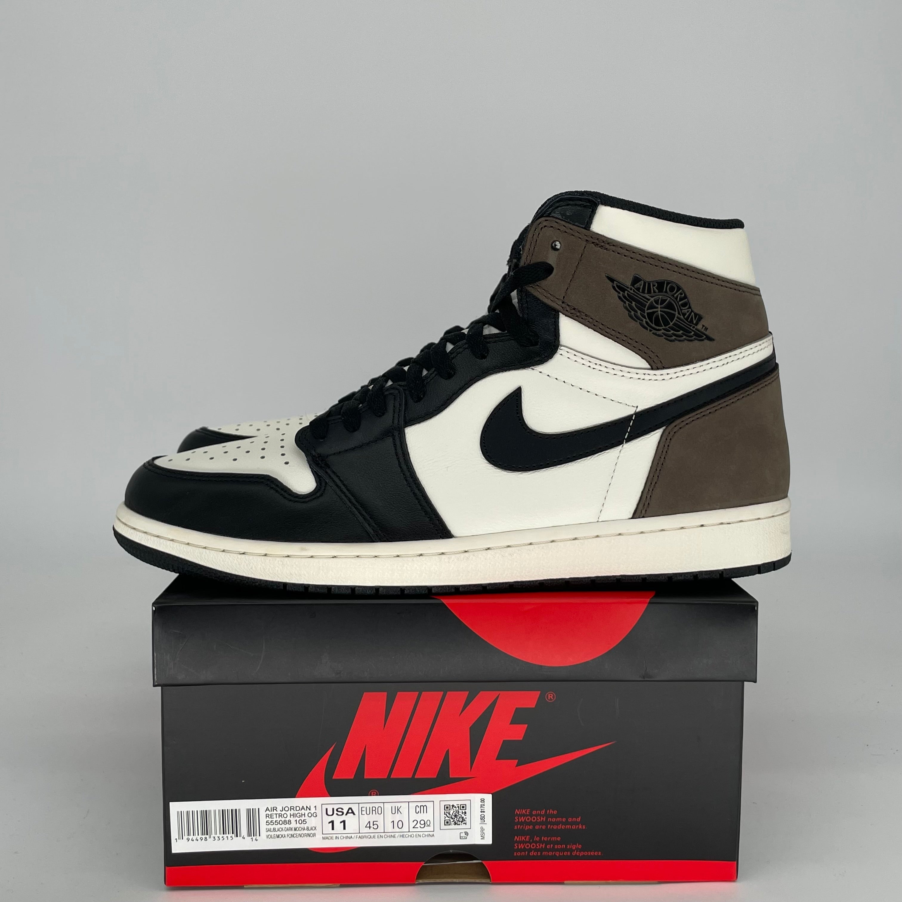 AIR JORDAN 1 DARK MOCHA SIZE 11 555088-105