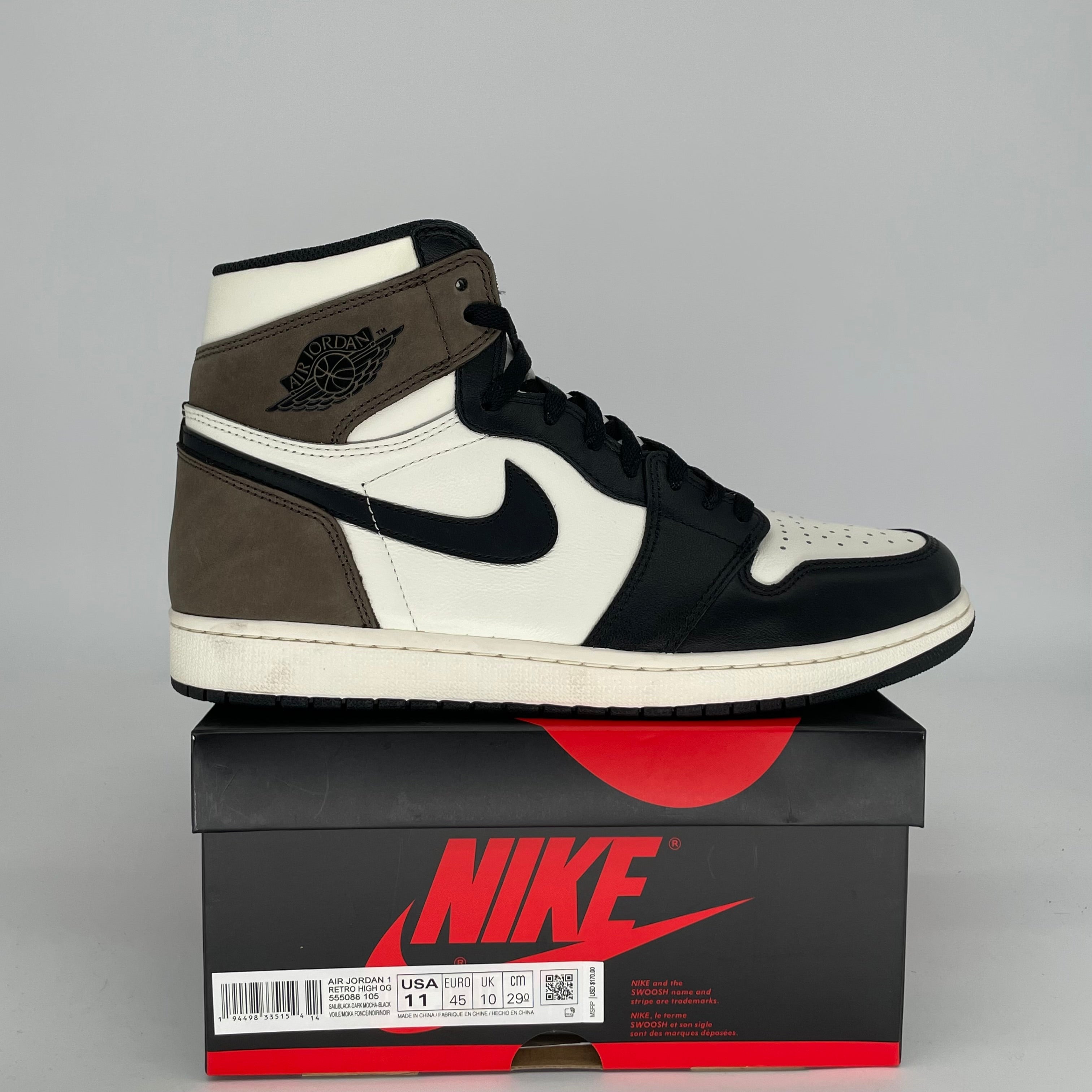 AIR JORDAN 1 DARK MOCHA SIZE 11 555088-105