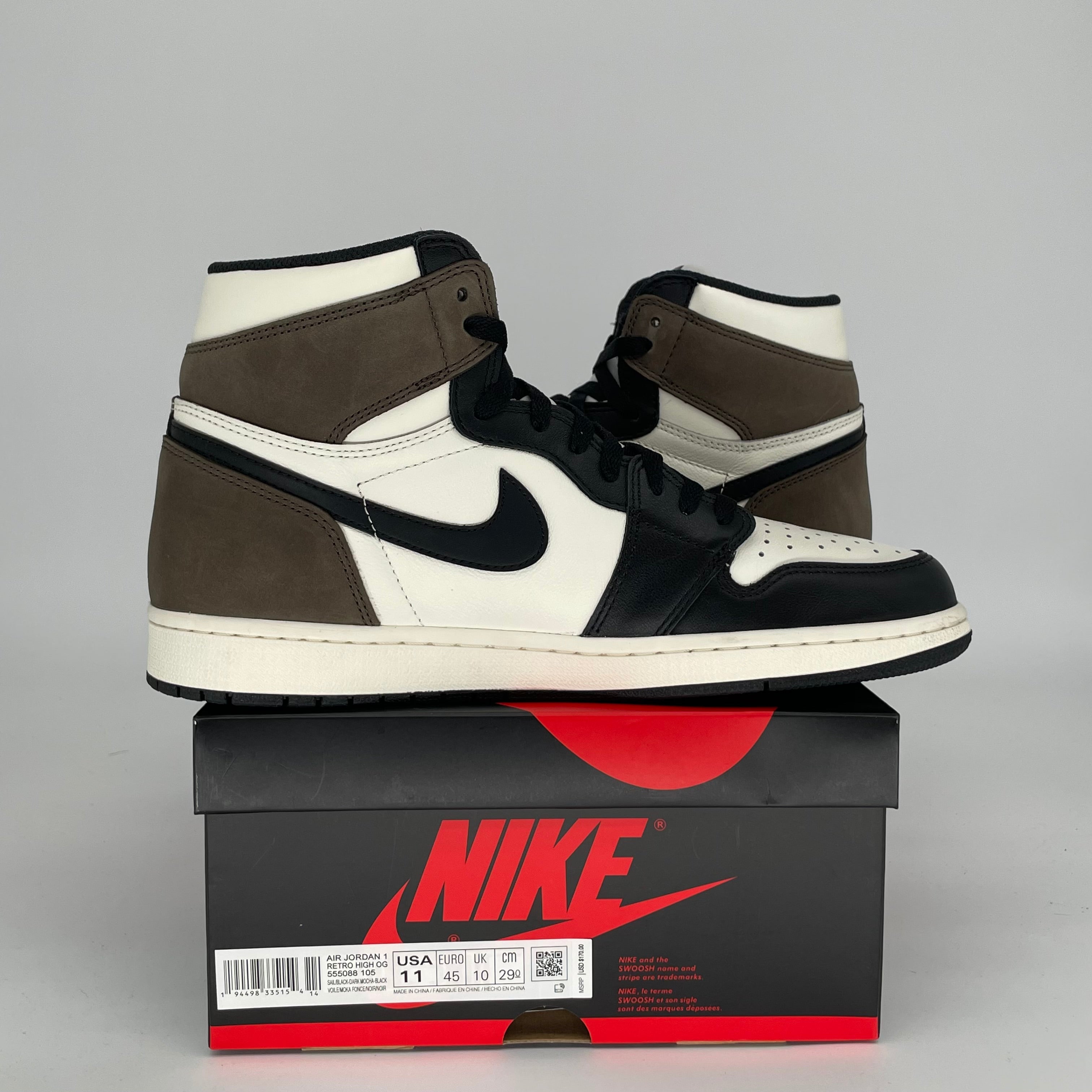 AIR JORDAN 1 DARK MOCHA SIZE 11 555088-105