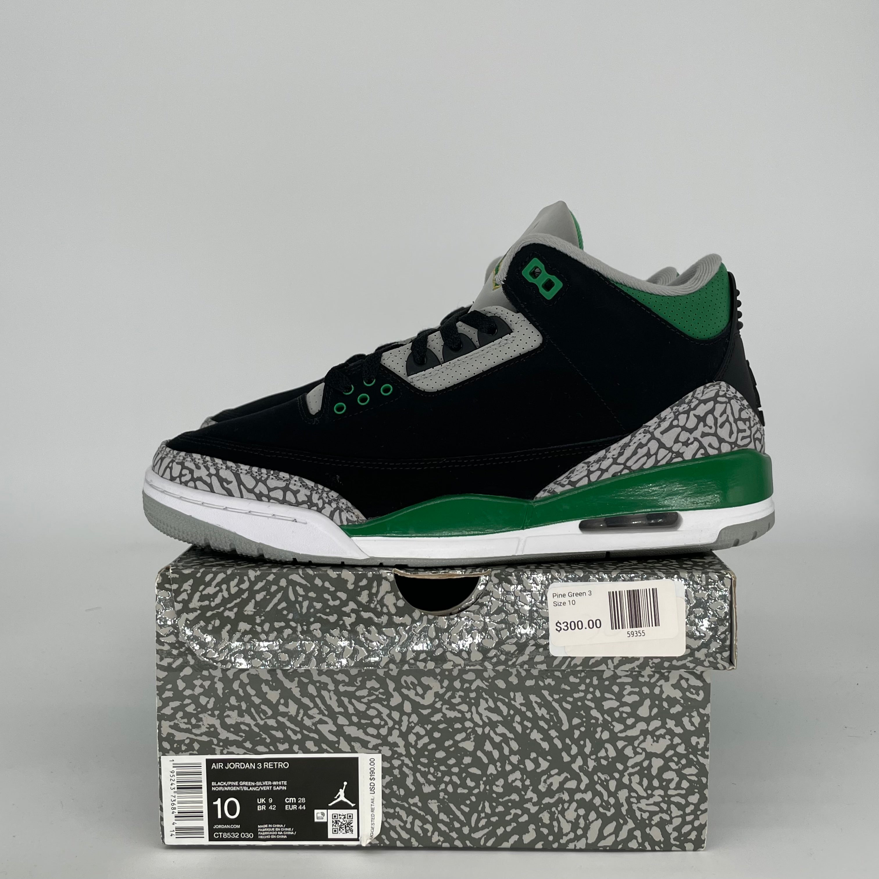 AIR JORDAN 3 PINE GREEN SIZE 10 CT8532-030